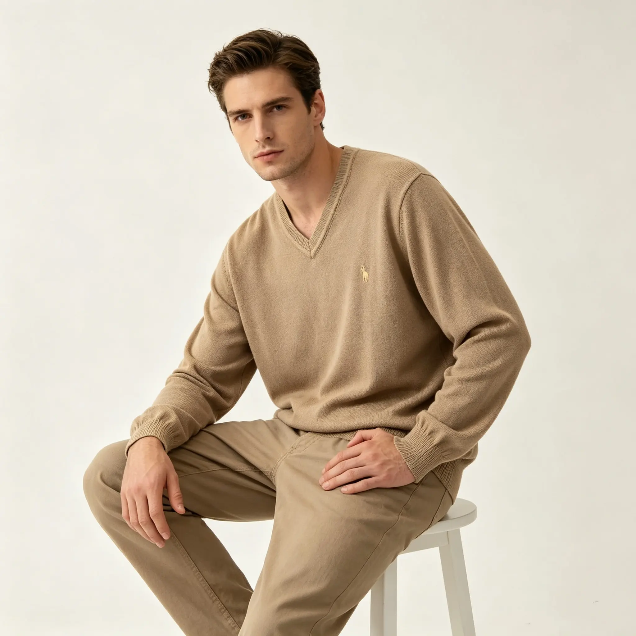 Polo Pony V-Neck Cotton Knit Sweater D25022384