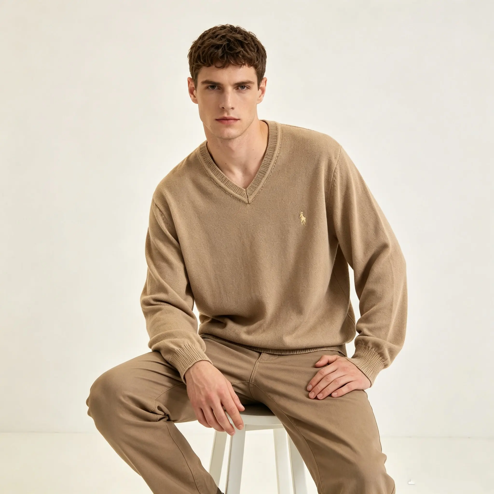 Polo Pony V-Neck Cotton Knit Sweater D25022384 — view 2