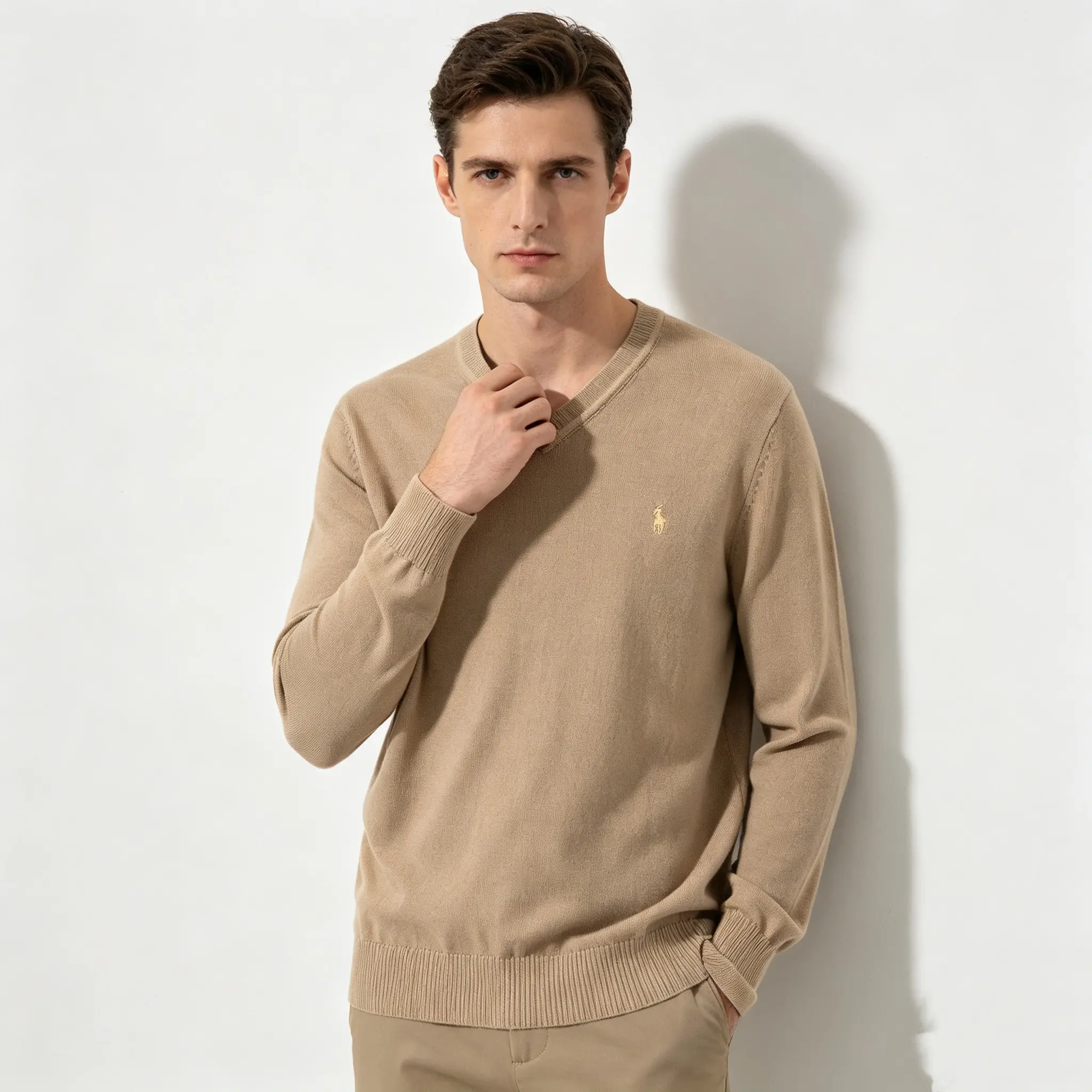 Polo Pony V-Neck Cotton Knit Sweater D25022384 — view 3
