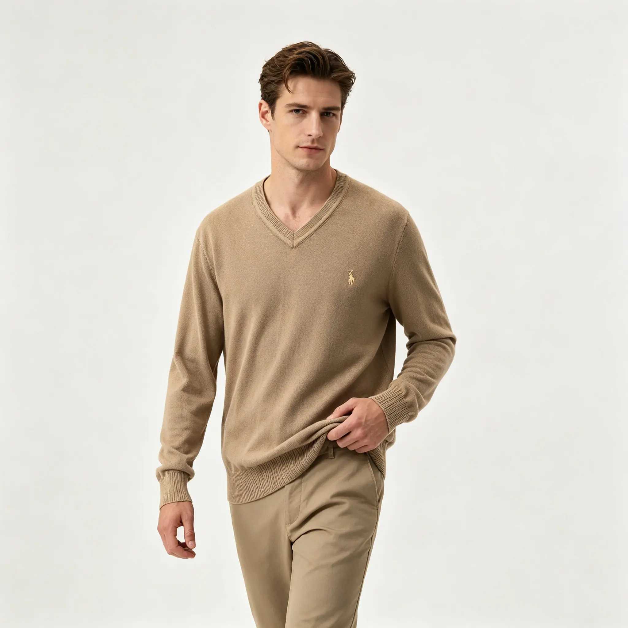 Polo Pony V-Neck Cotton Knit Sweater D25022384 — view 4