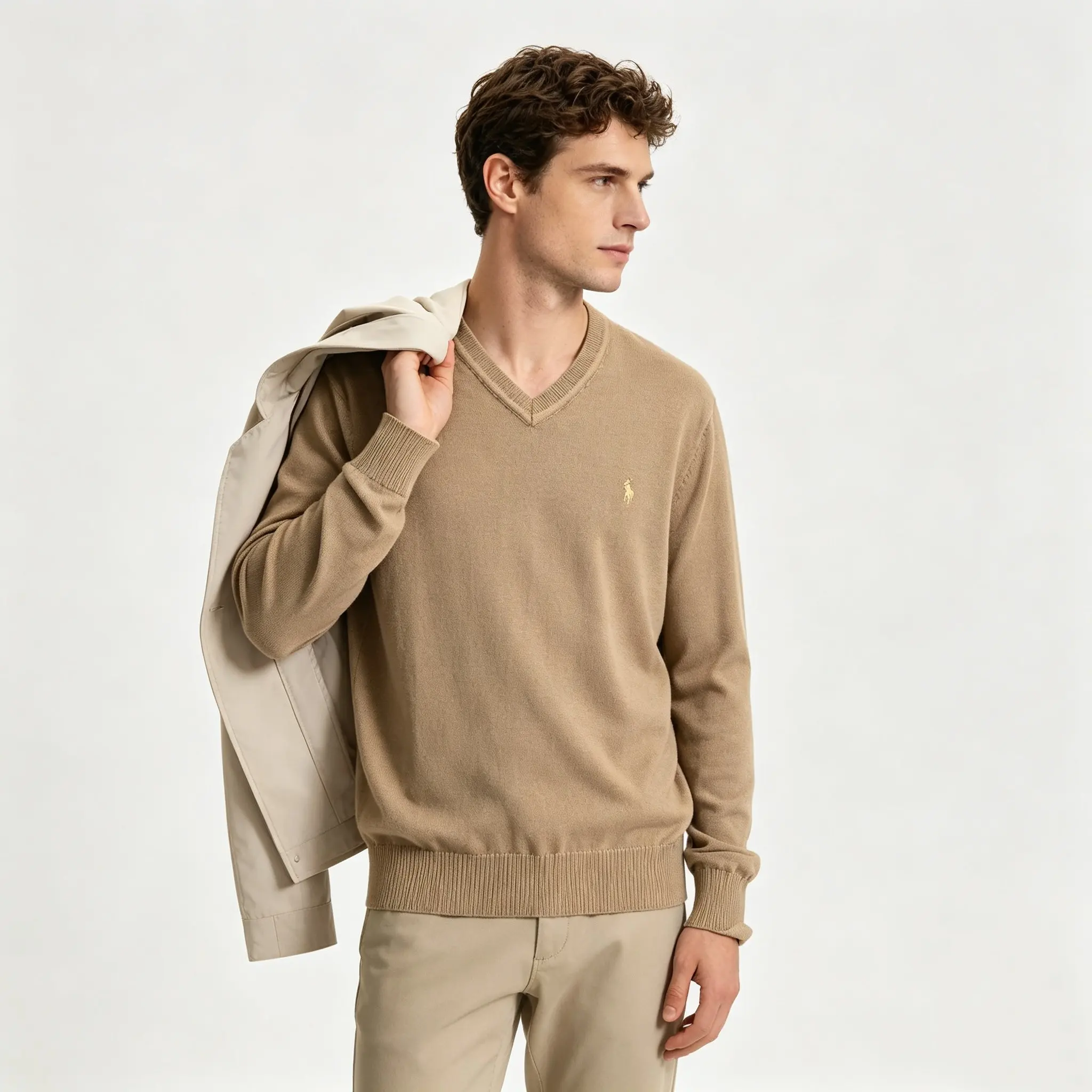 Polo Pony V-Neck Cotton Knit Sweater D25022384 — view 6