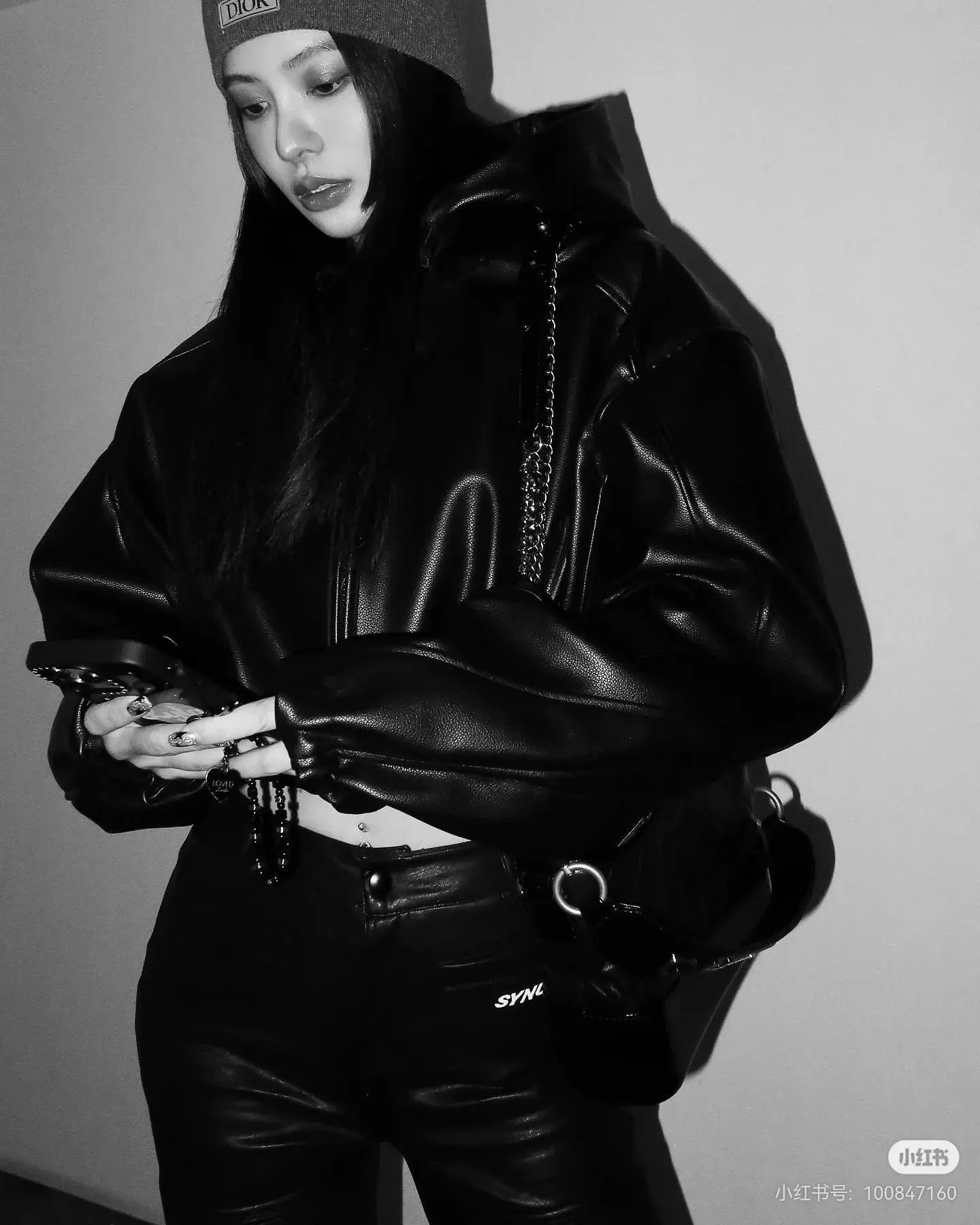 Faux Leather Biker Jacket with Elasticated Waist D25022474 — view 4