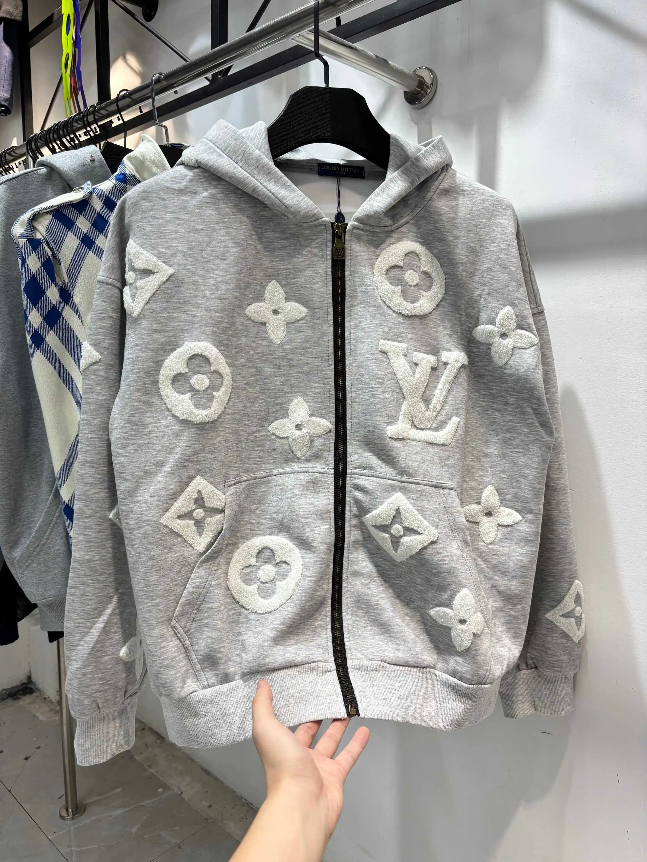 Monogram Towel Embroidery Zip-Up Hoodie D25513458