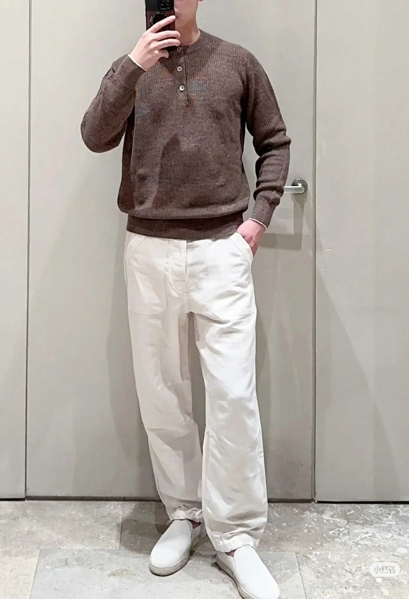 Marl-Knit Henley Neck Sweater D26022403 — view 4