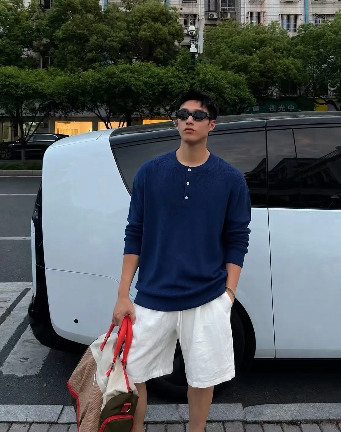 Marl-Knit Henley Neck Sweater D26022403 — view 8