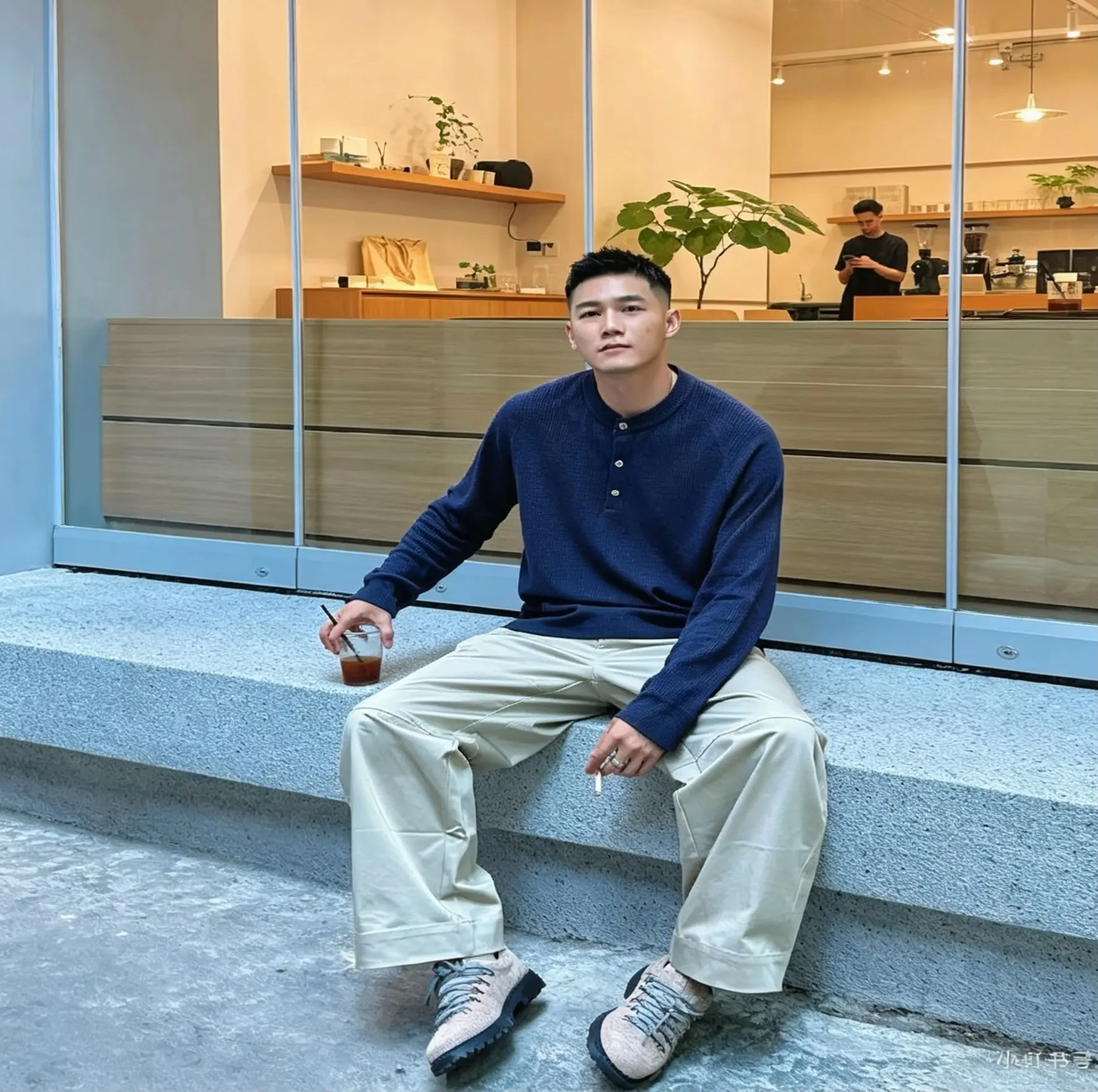 Marl-Knit Henley Neck Sweater D26022403 — view 9