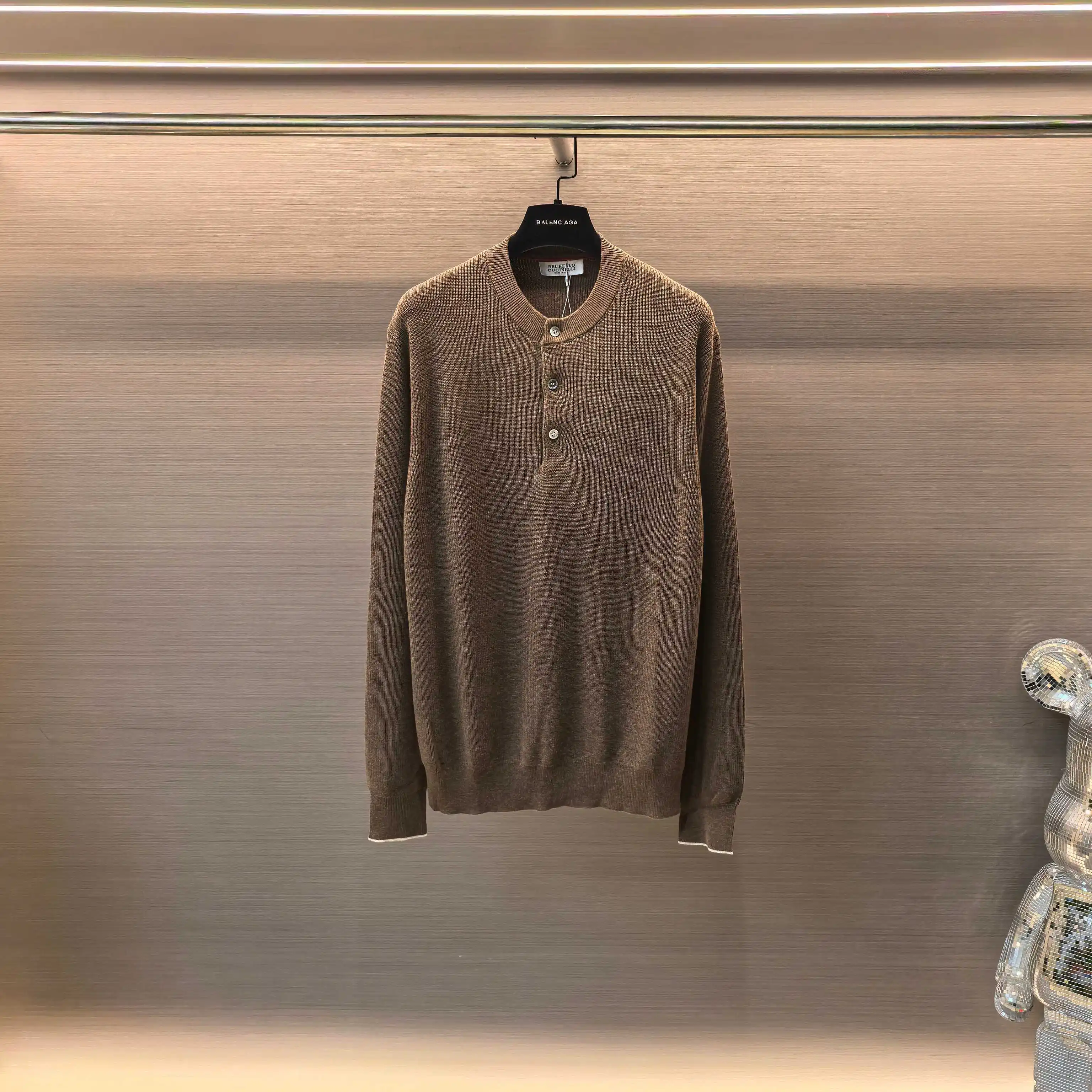 Henley Neck Melange Knit Sweater D26022401 — view 2