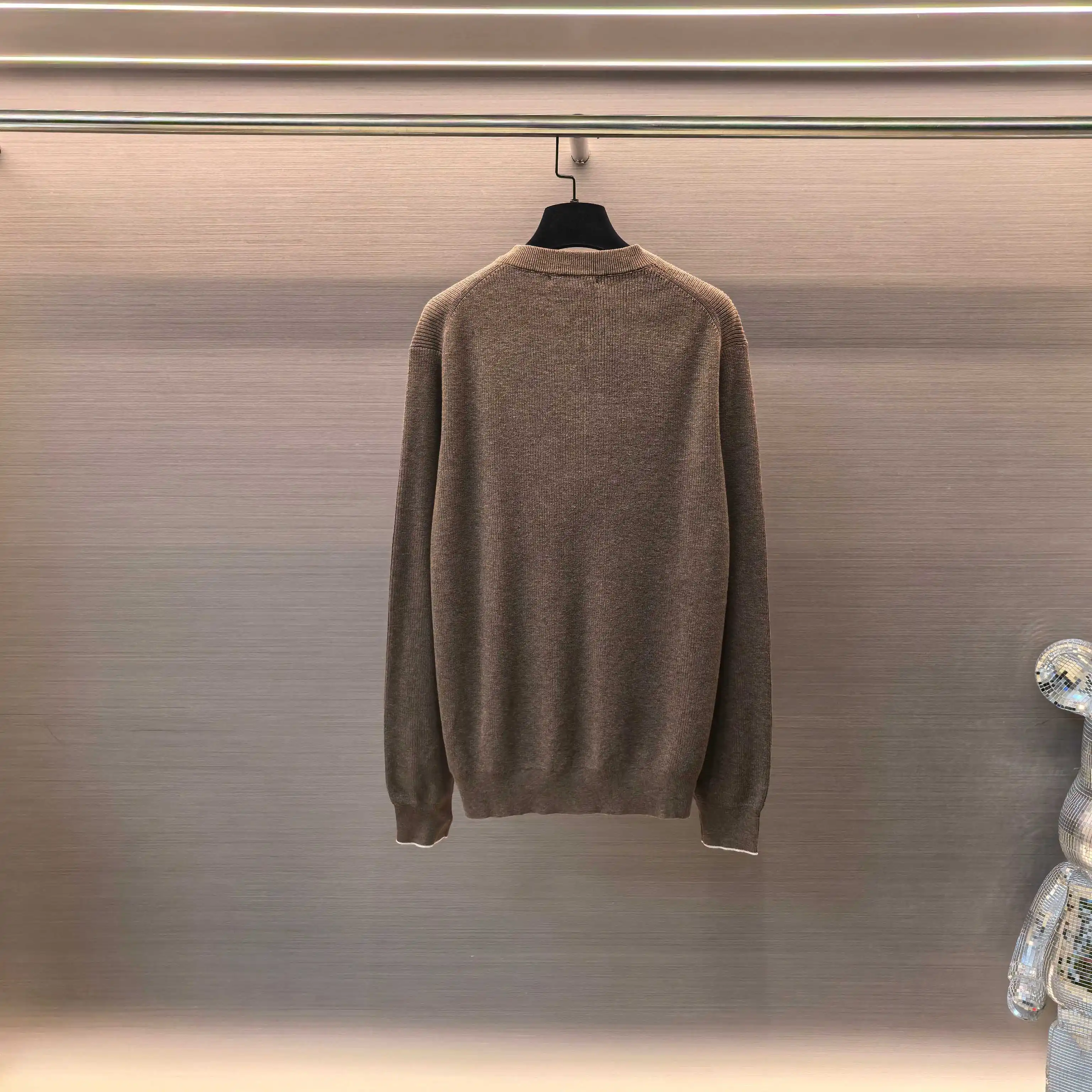 Henley Neck Melange Knit Sweater D26022401 — view 3