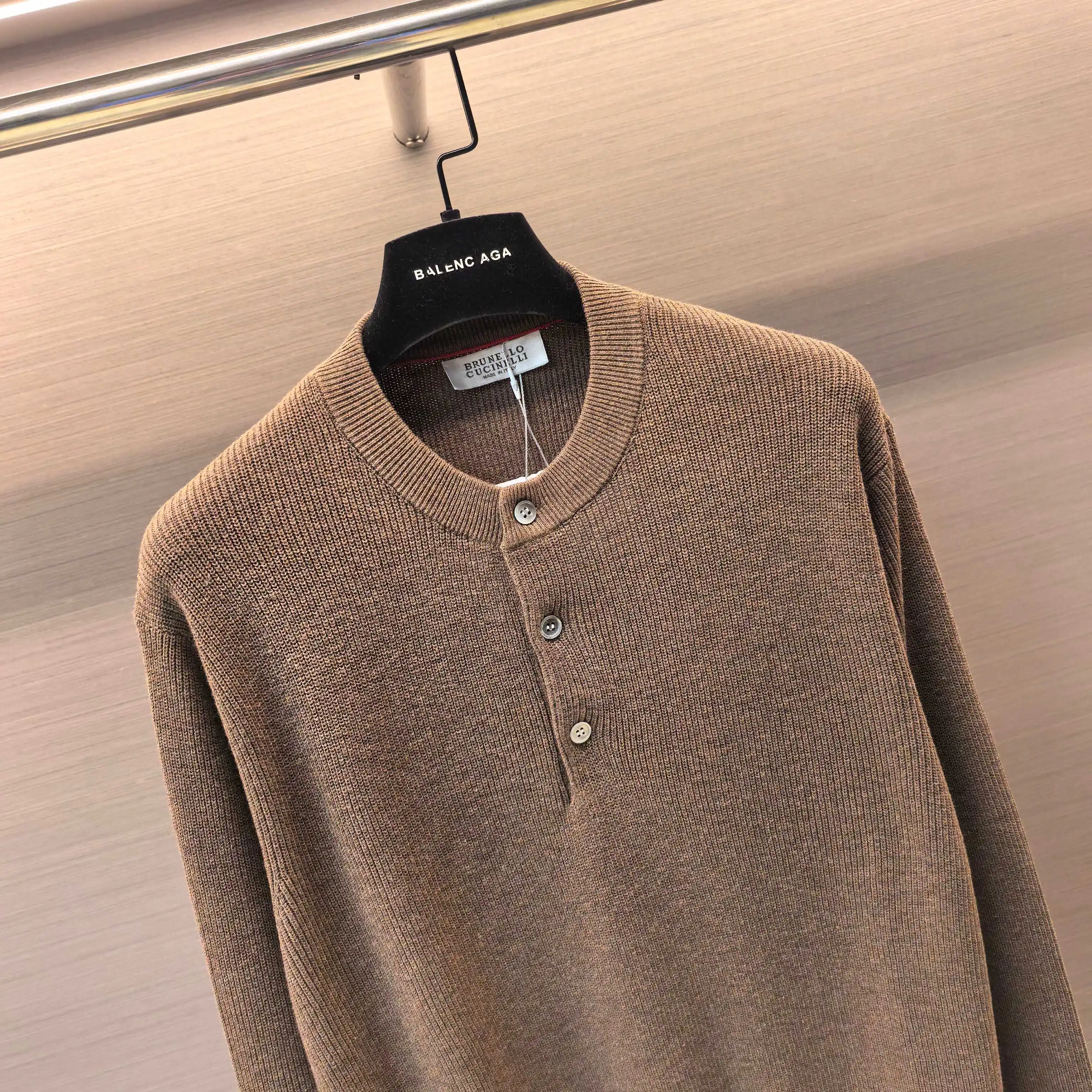 Henley Neck Melange Knit Sweater D26022401 — view 4