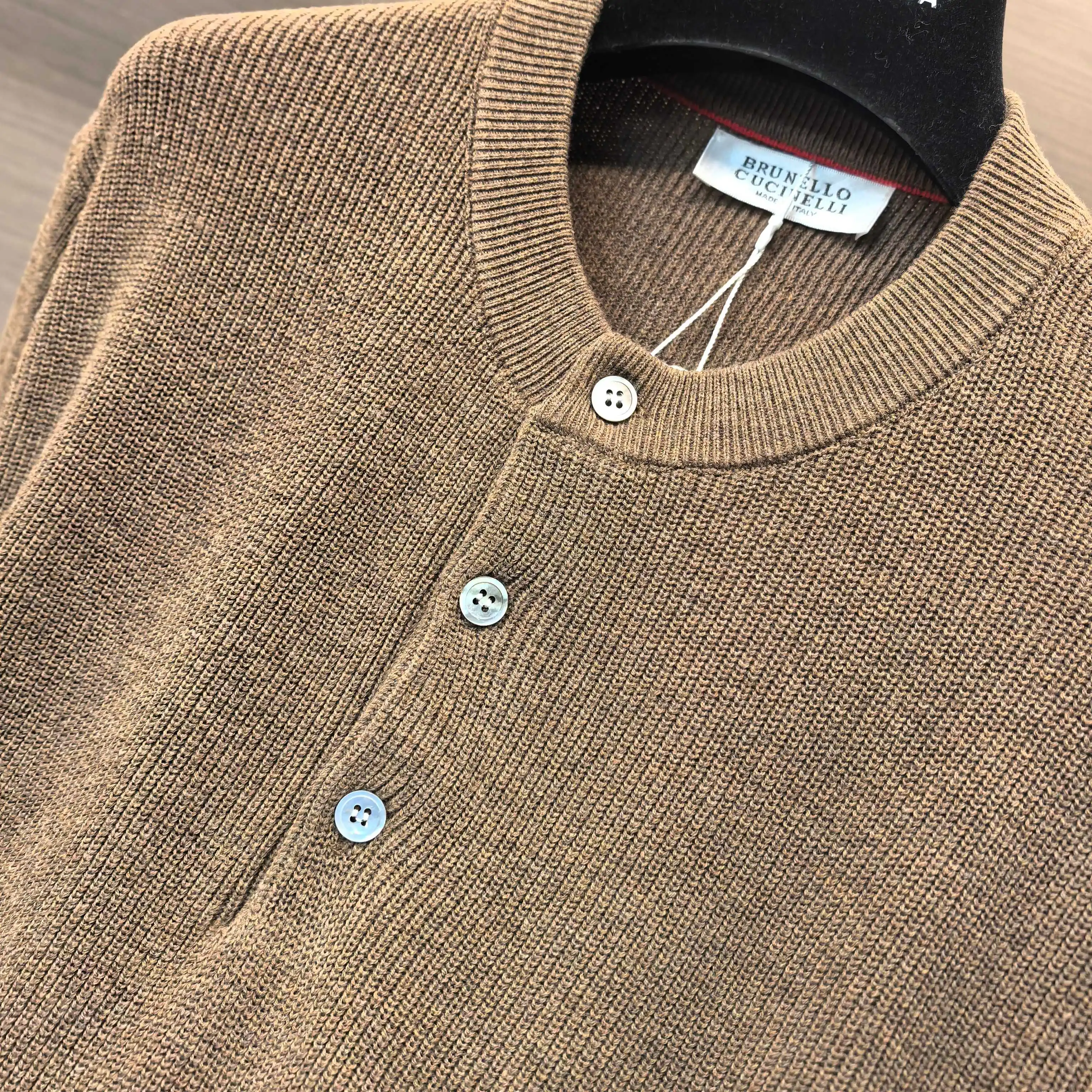 Henley Neck Melange Knit Sweater D26022401 — view 8