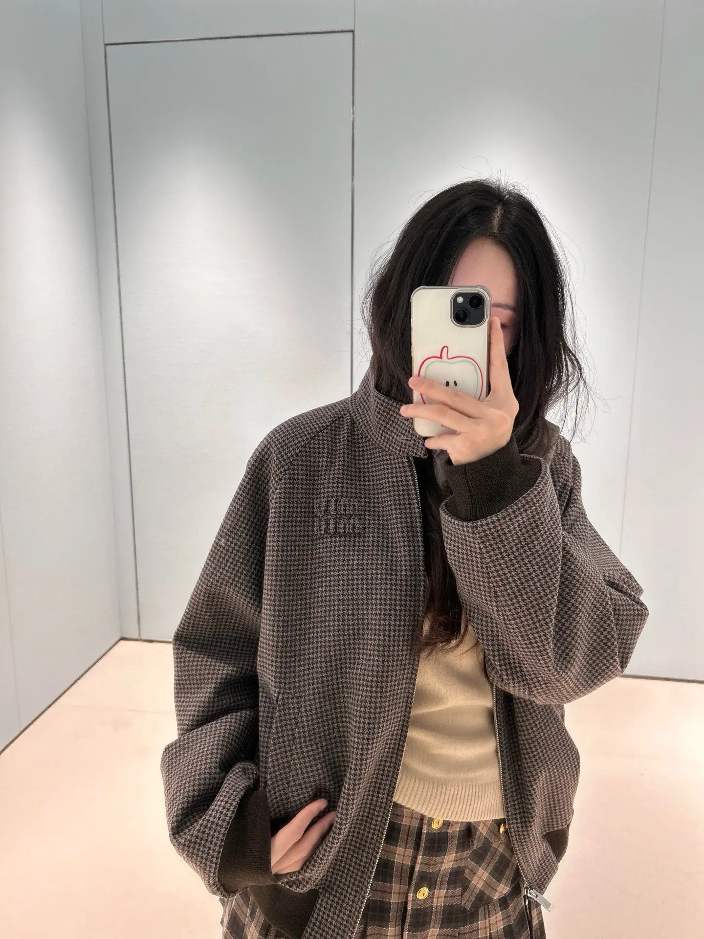 Reversible Houndstooth Cashmere Jacket D27022554