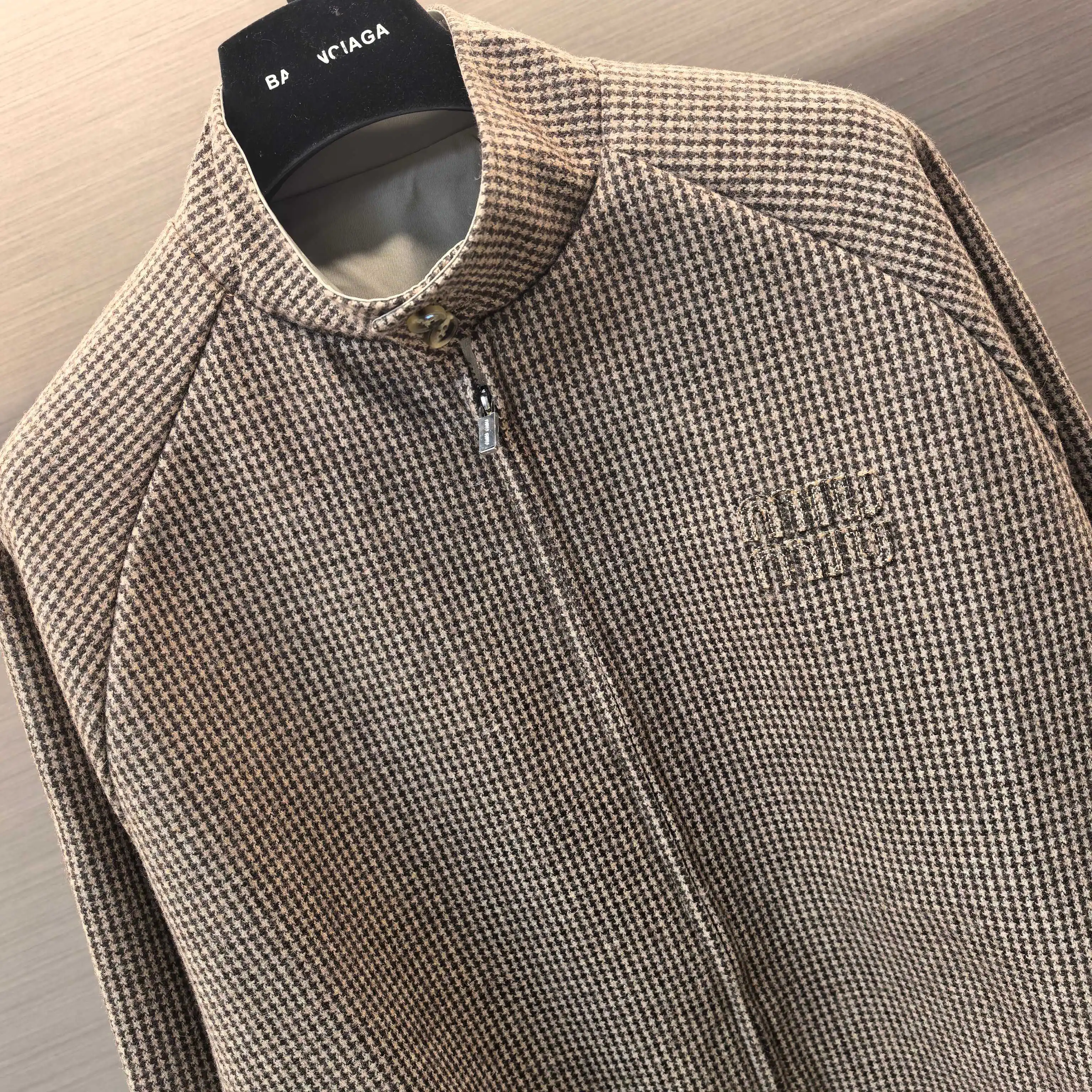 Reversible Houndstooth Cashmere Harrington Jacket D27022551 — view 5