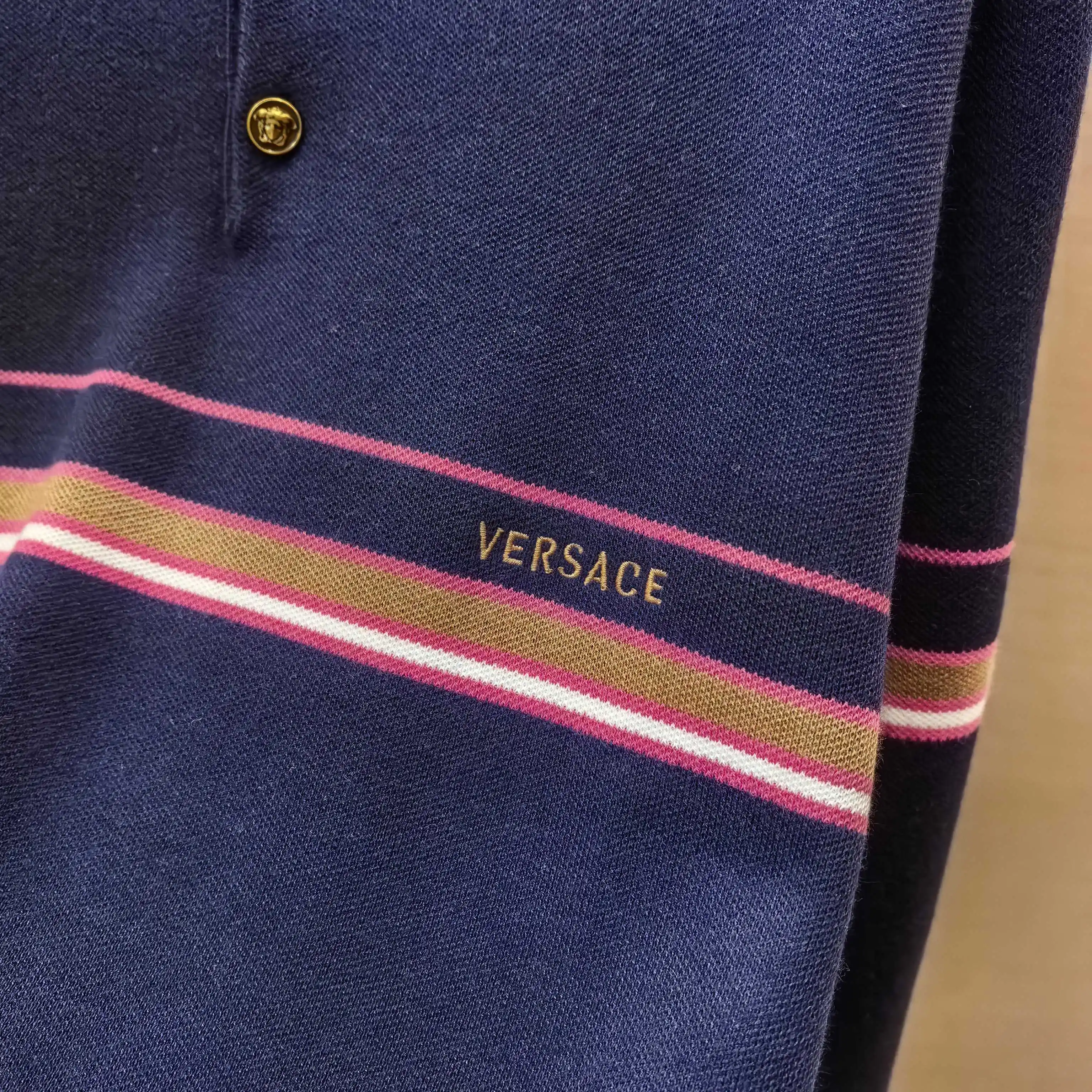 Striped Silk-Wool Blend Long-Sleeve Polo Sweater D27022419 — view 5
