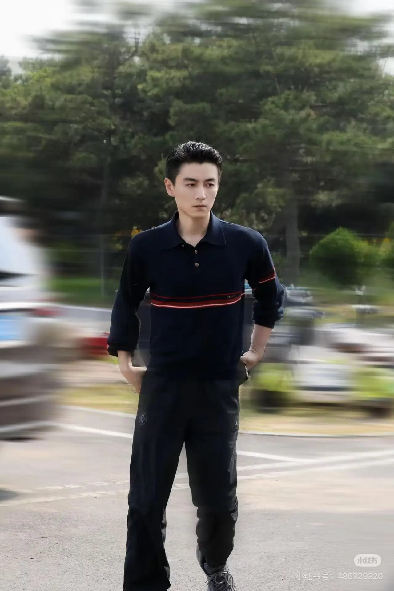 Striped Silk-Wool Blend Long-Sleeve Polo Sweater D27022418 — view 7