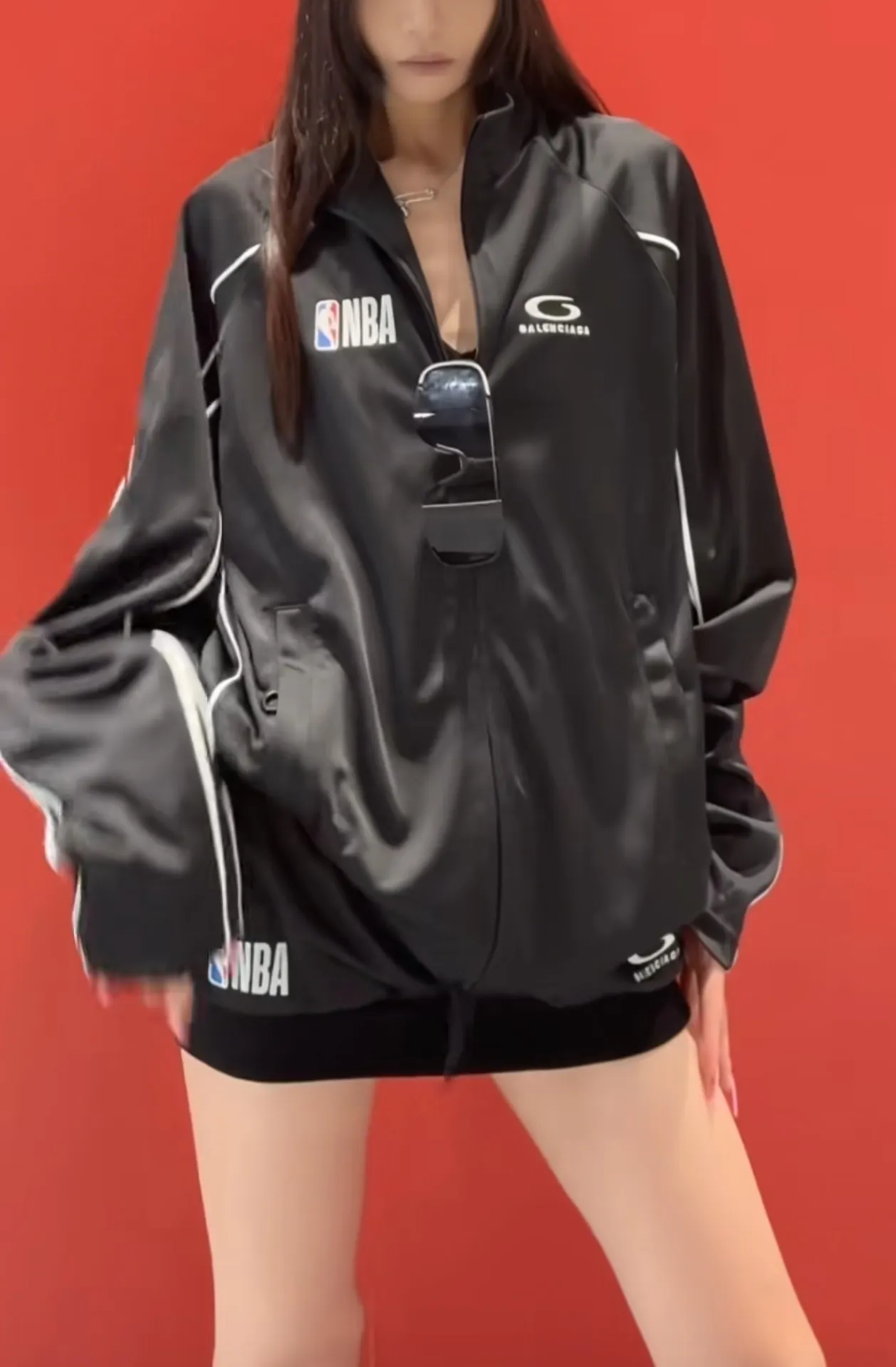 NBA Logo Embroidered Tracksuit Jacket and Skirt Set D28022385 — view 2