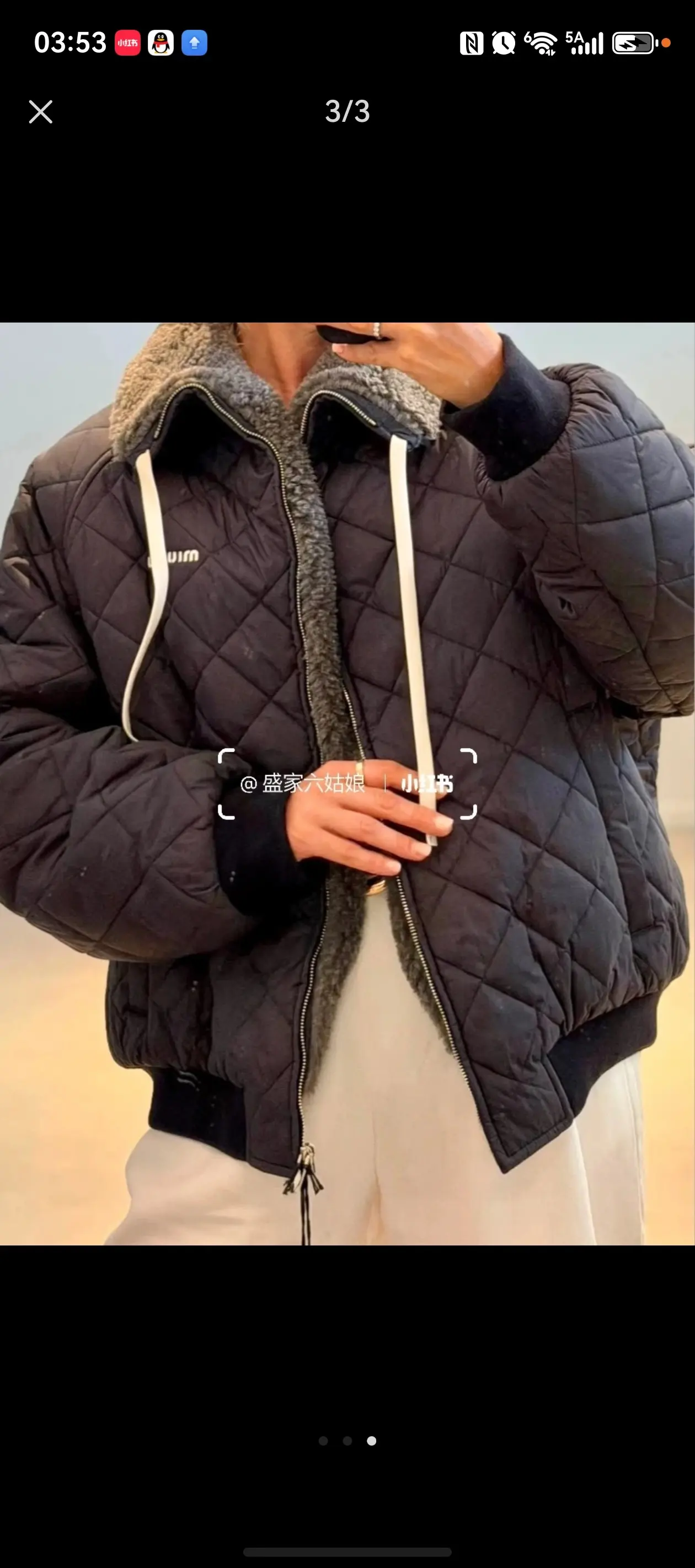 Quilted Shearling-Trimmed Padded Jacket D28022405 — view 5