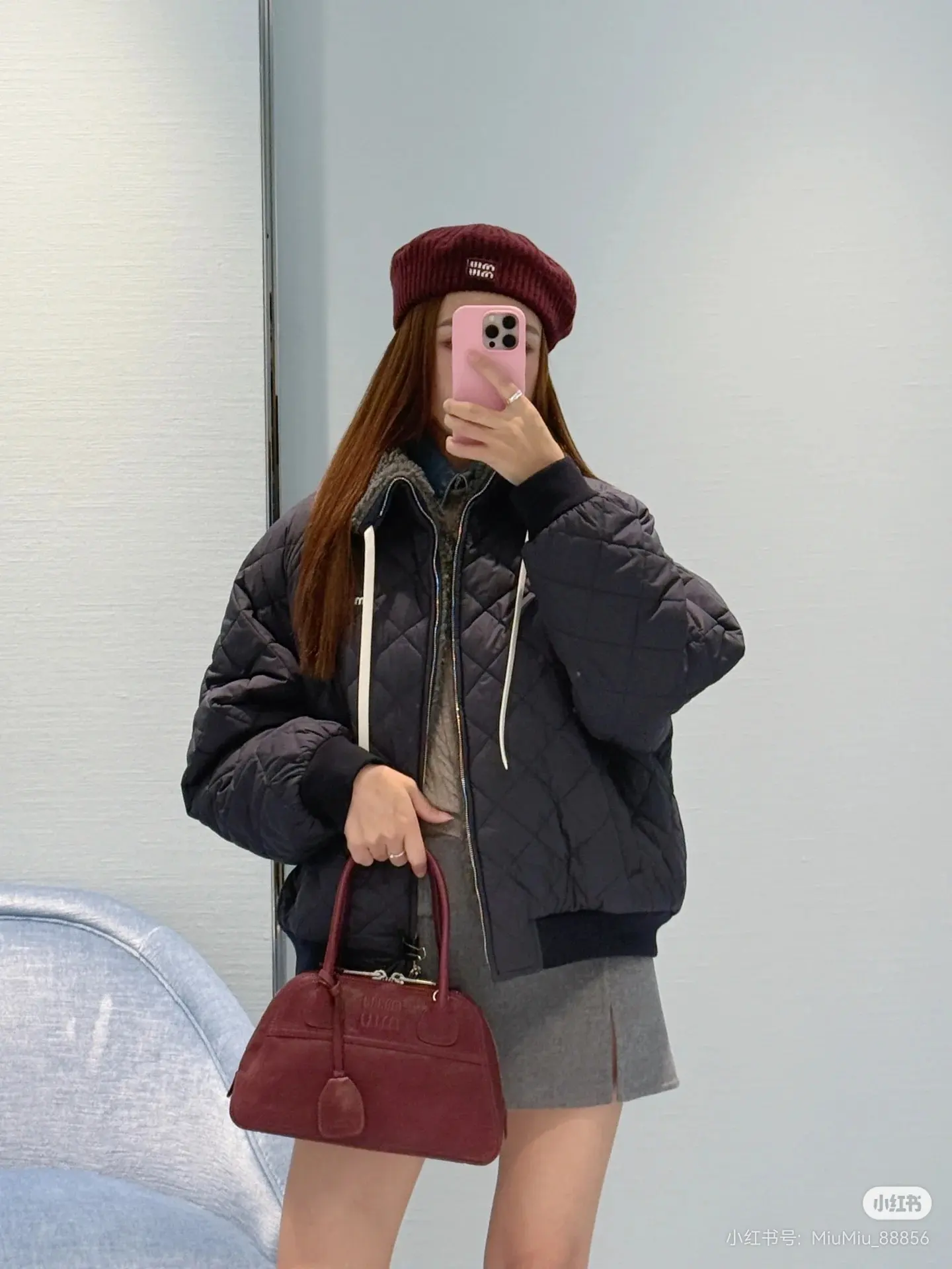 Quilted Shearling-Trimmed Padded Jacket D28022405 — view 7