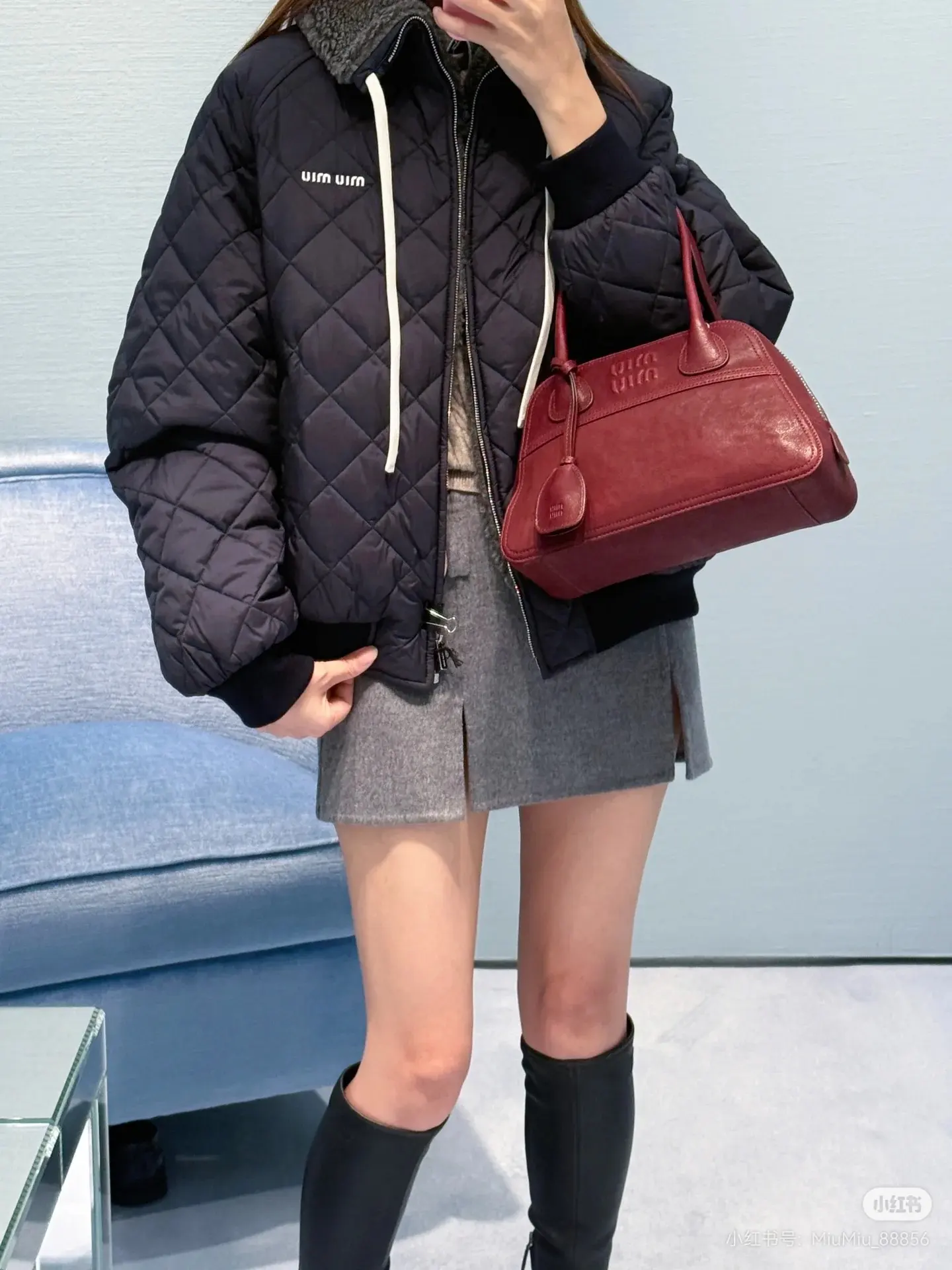 Quilted Shearling-Trimmed Padded Jacket D28022405 — view 8