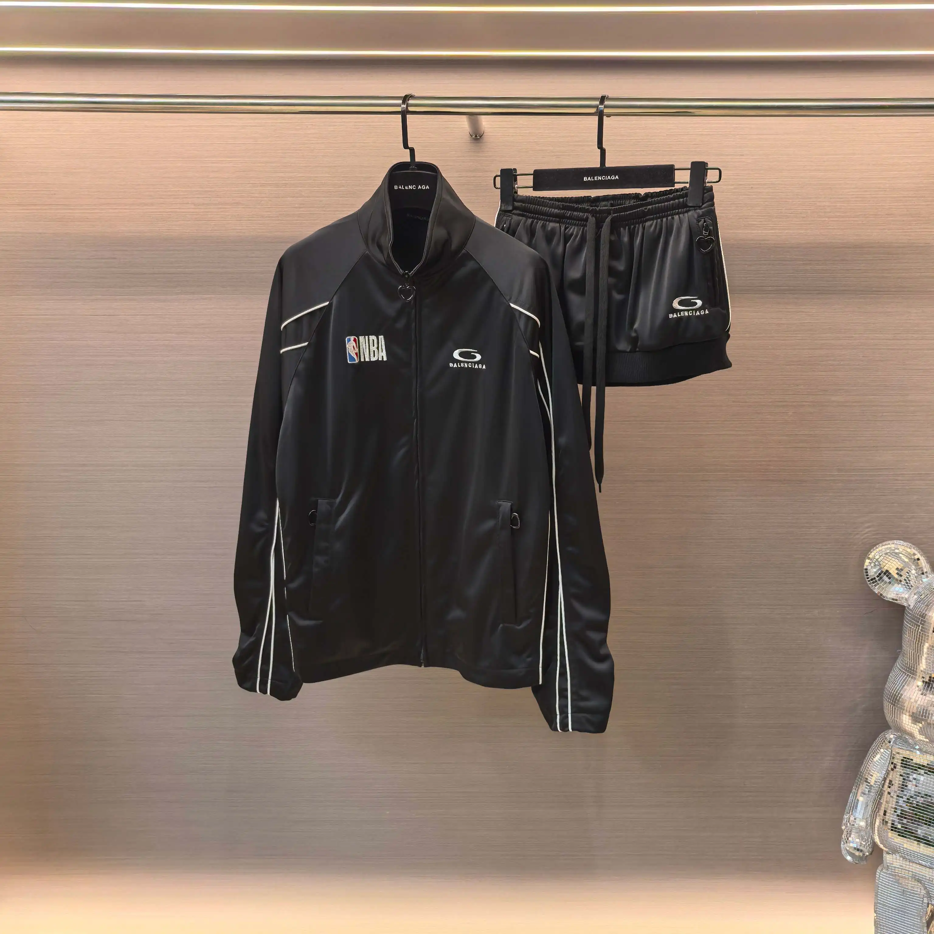 NBA Logo Embroidered Tracksuit Jacket and Skirt Set D29022389
