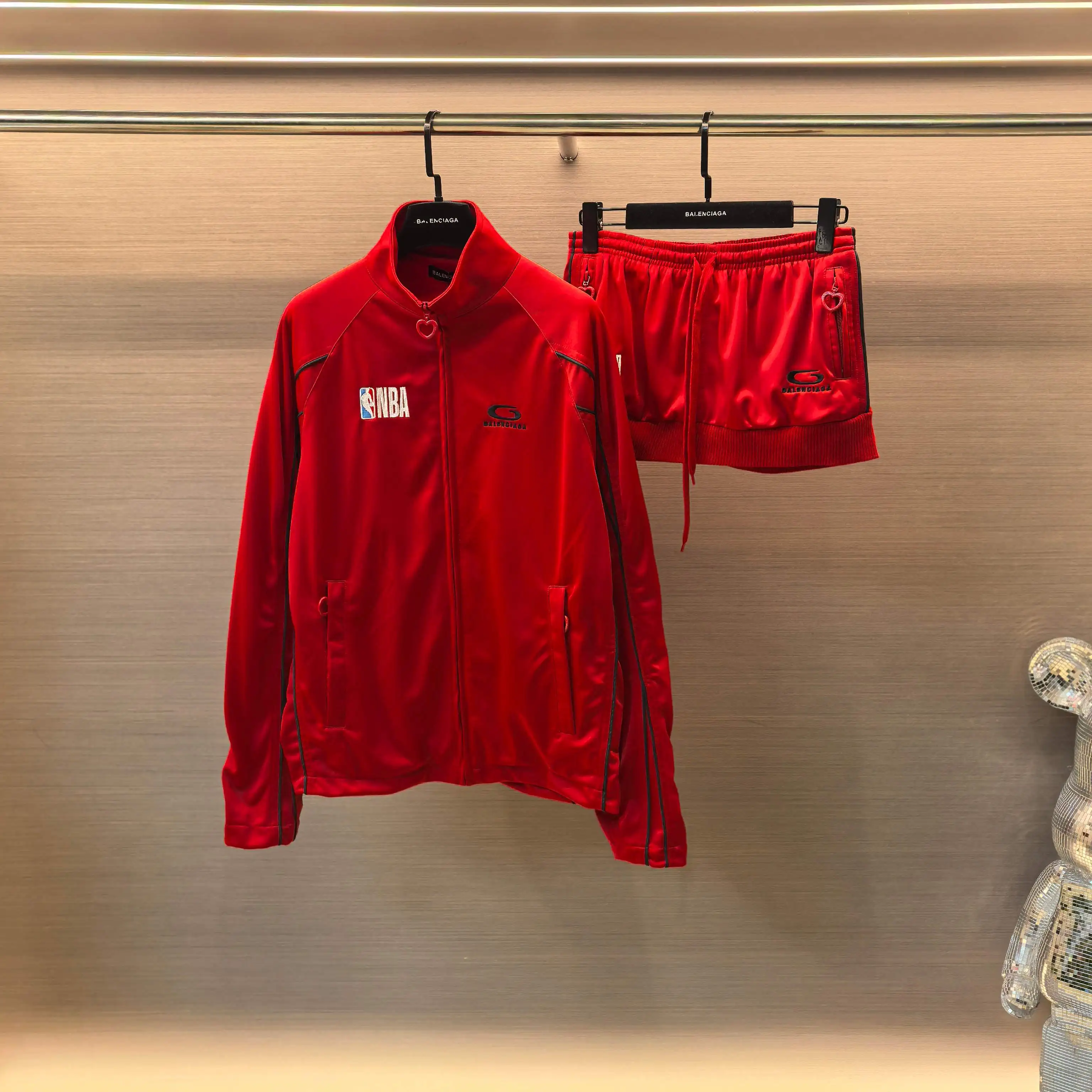 NBA Logo Embroidered Tracksuit Jacket and Skirt Set D29022387