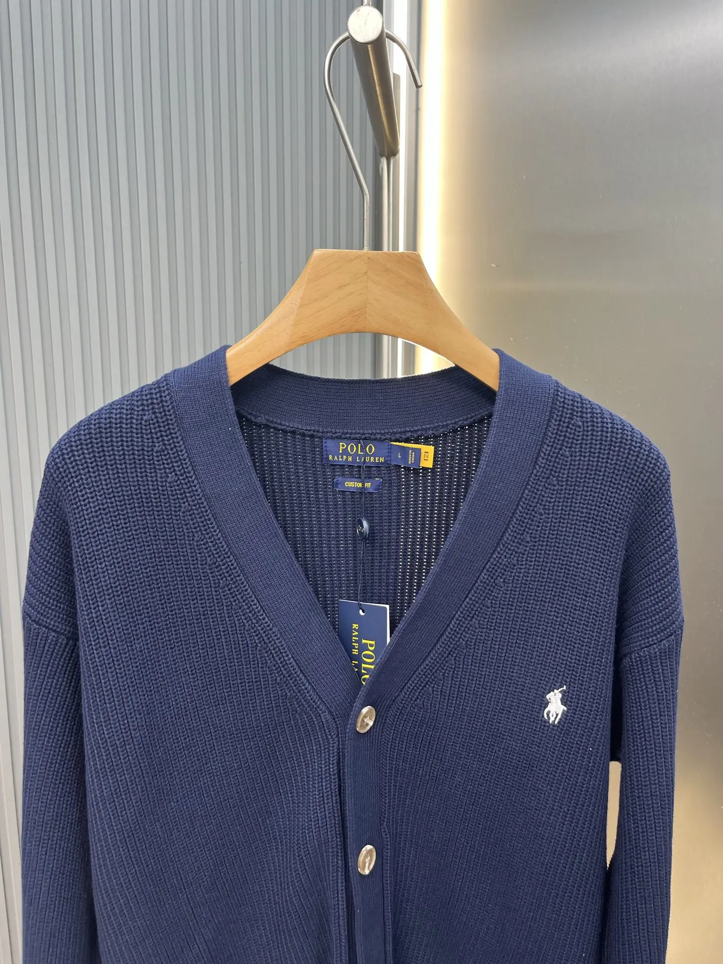 Embroidered Logo Cotton Knit Cardigan D30019123 — view 2