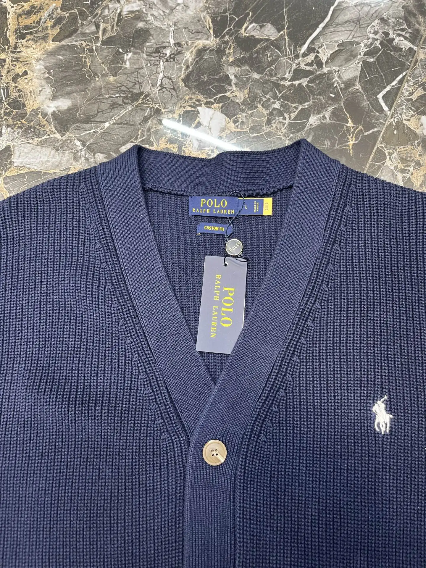 Embroidered Logo Cotton Knit Cardigan D30019123 — view 5