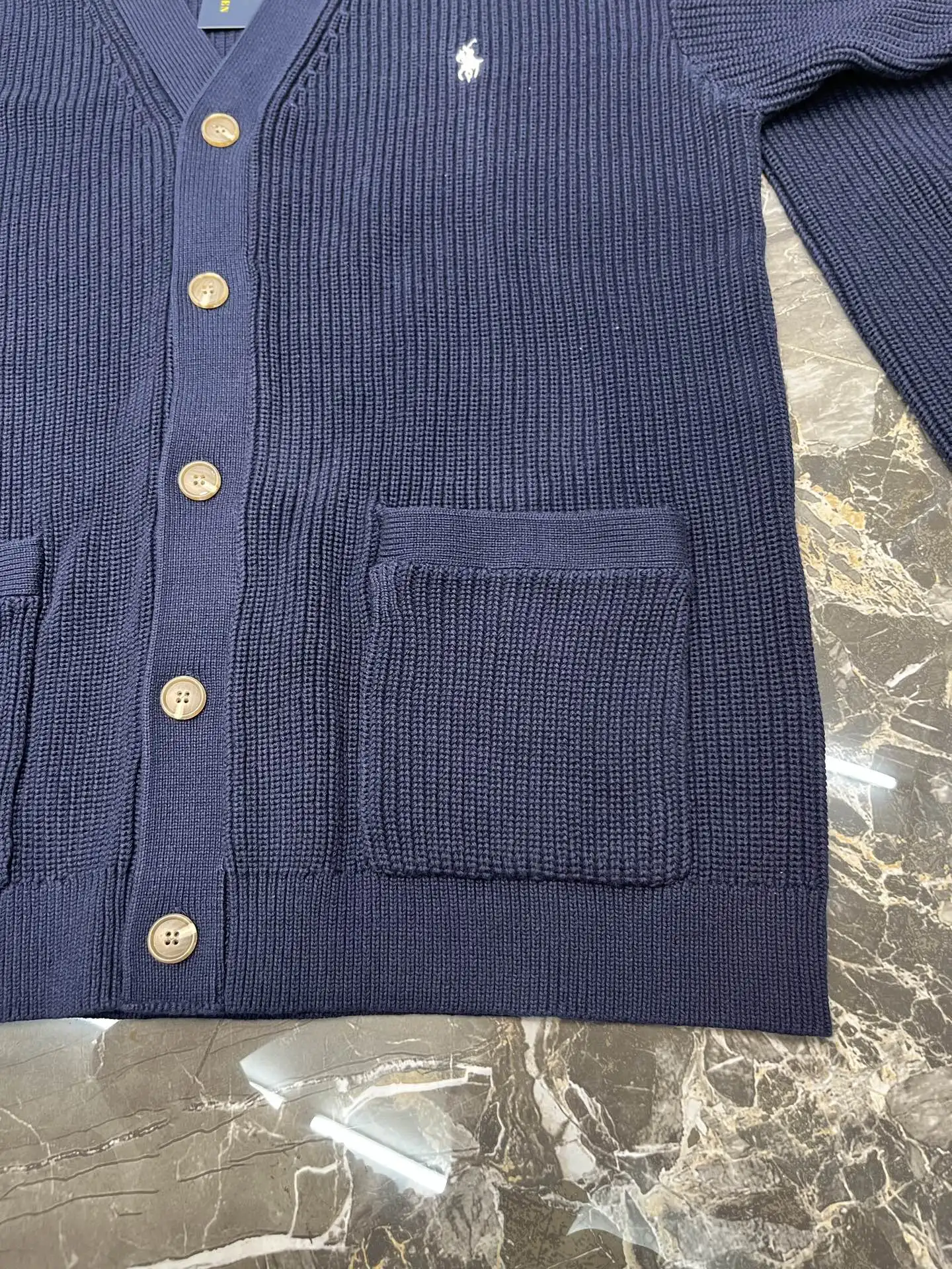Embroidered Logo Cotton Knit Cardigan D30019123 — view 7