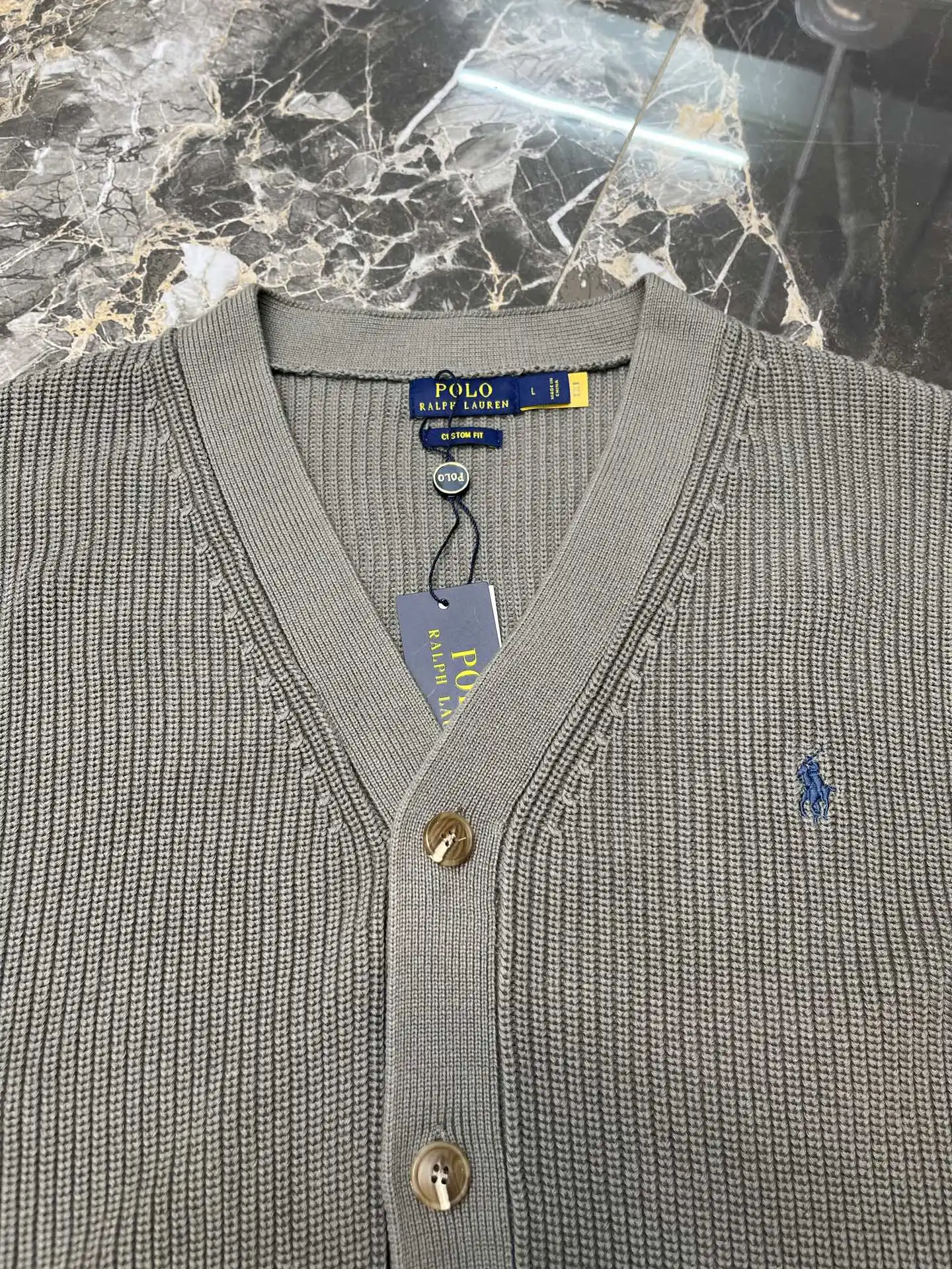 Embroidered Logo Cotton Knit Cardigan D30019122 — view 6