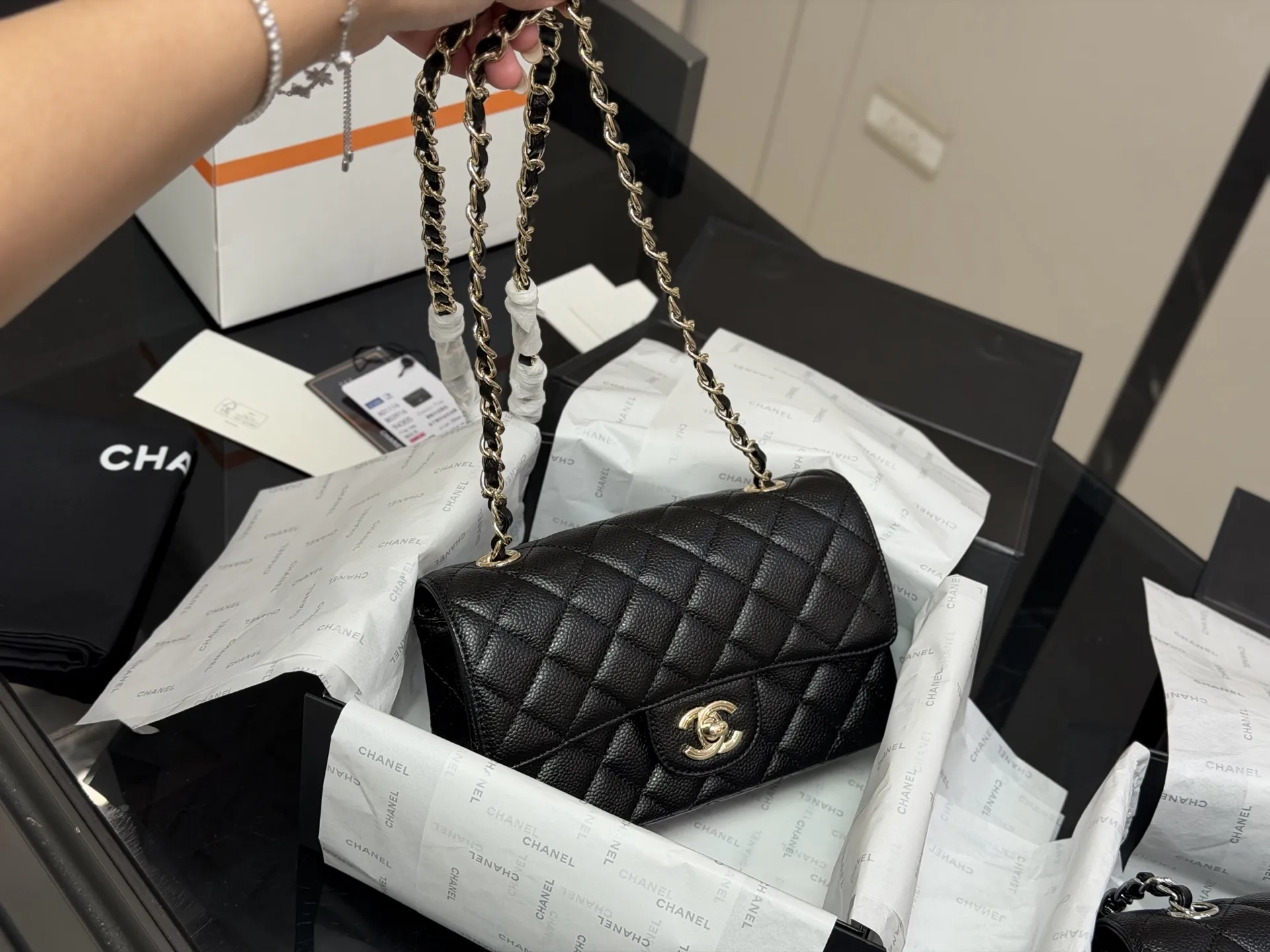 CF Mini Quilted Caviar Leather Flap Bag D30018360 — view 5