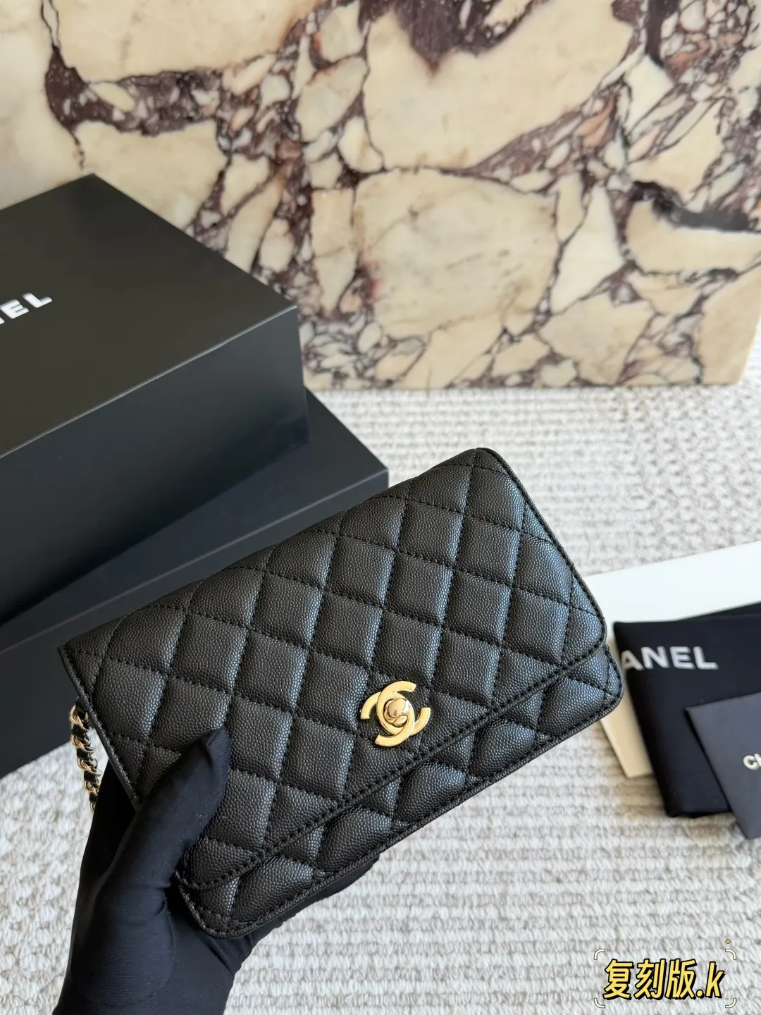 Chanel Quilted Caviar Leather WOC Bag D30018195 — view 4