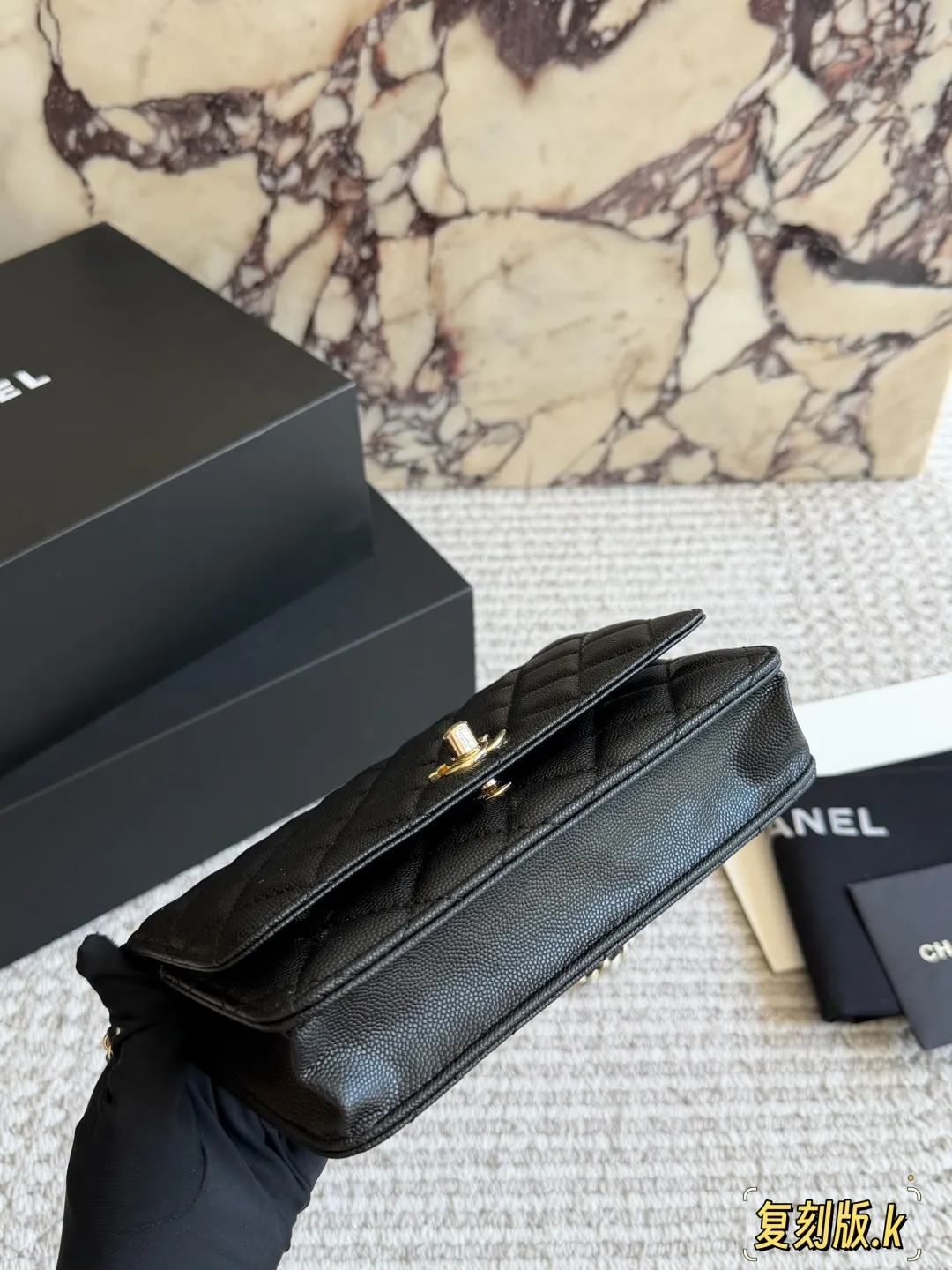 Chanel Quilted Caviar Leather WOC Bag D30018195 — view 5