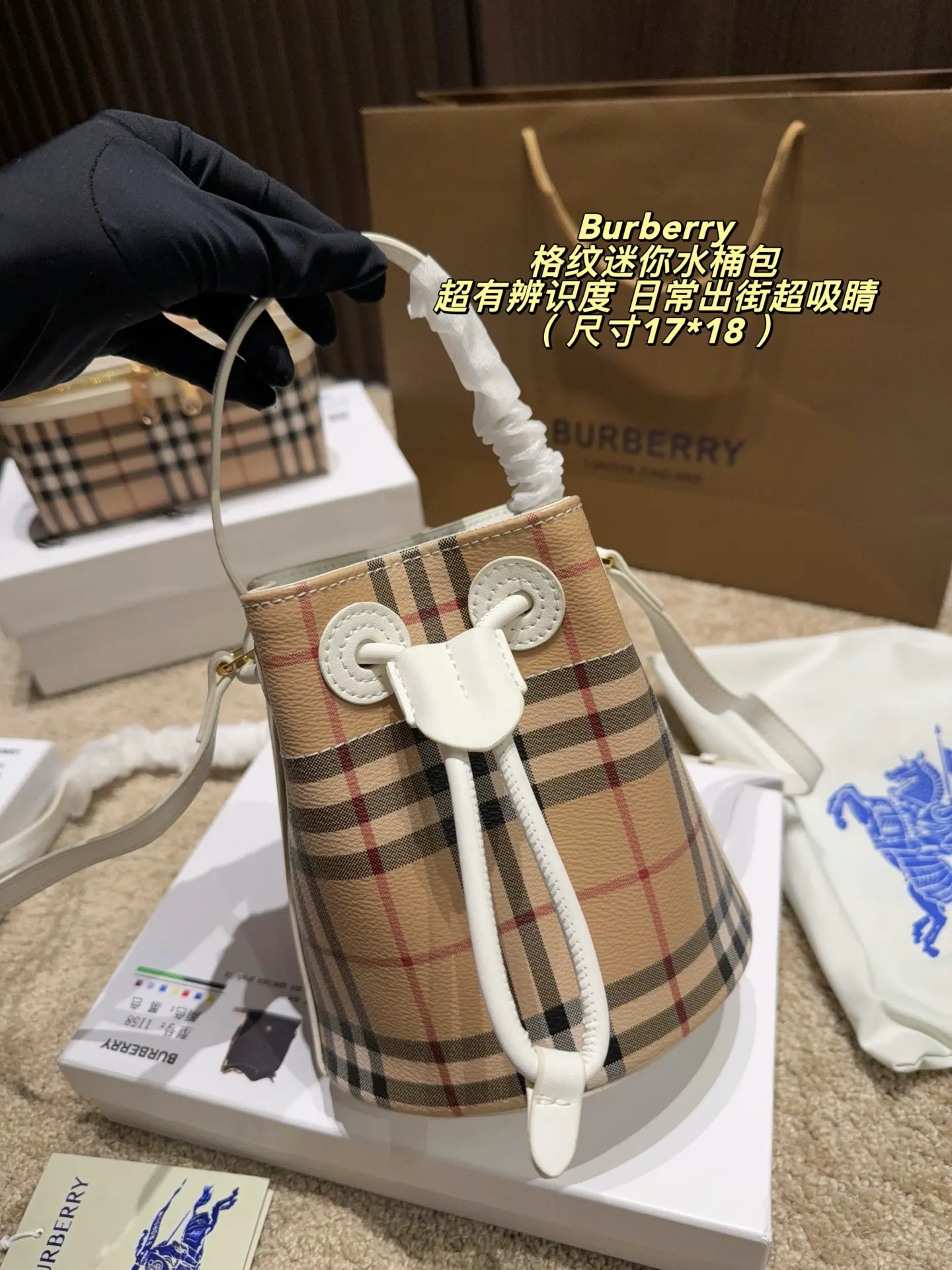 Mini Check Coated Canvas Bucket Bag D30018489 — view 2