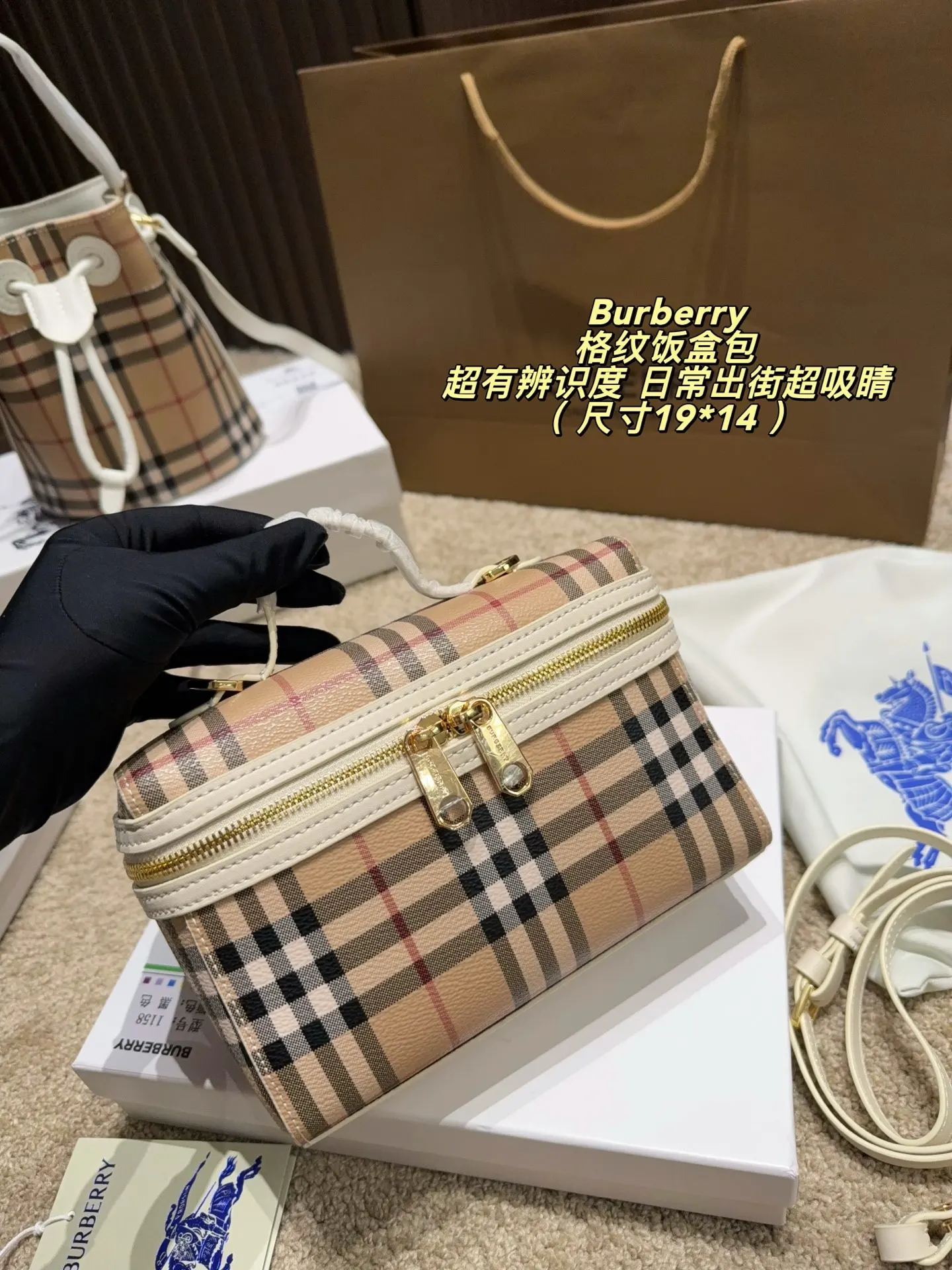 Check Canvas Box Bag D30018488 — view 2