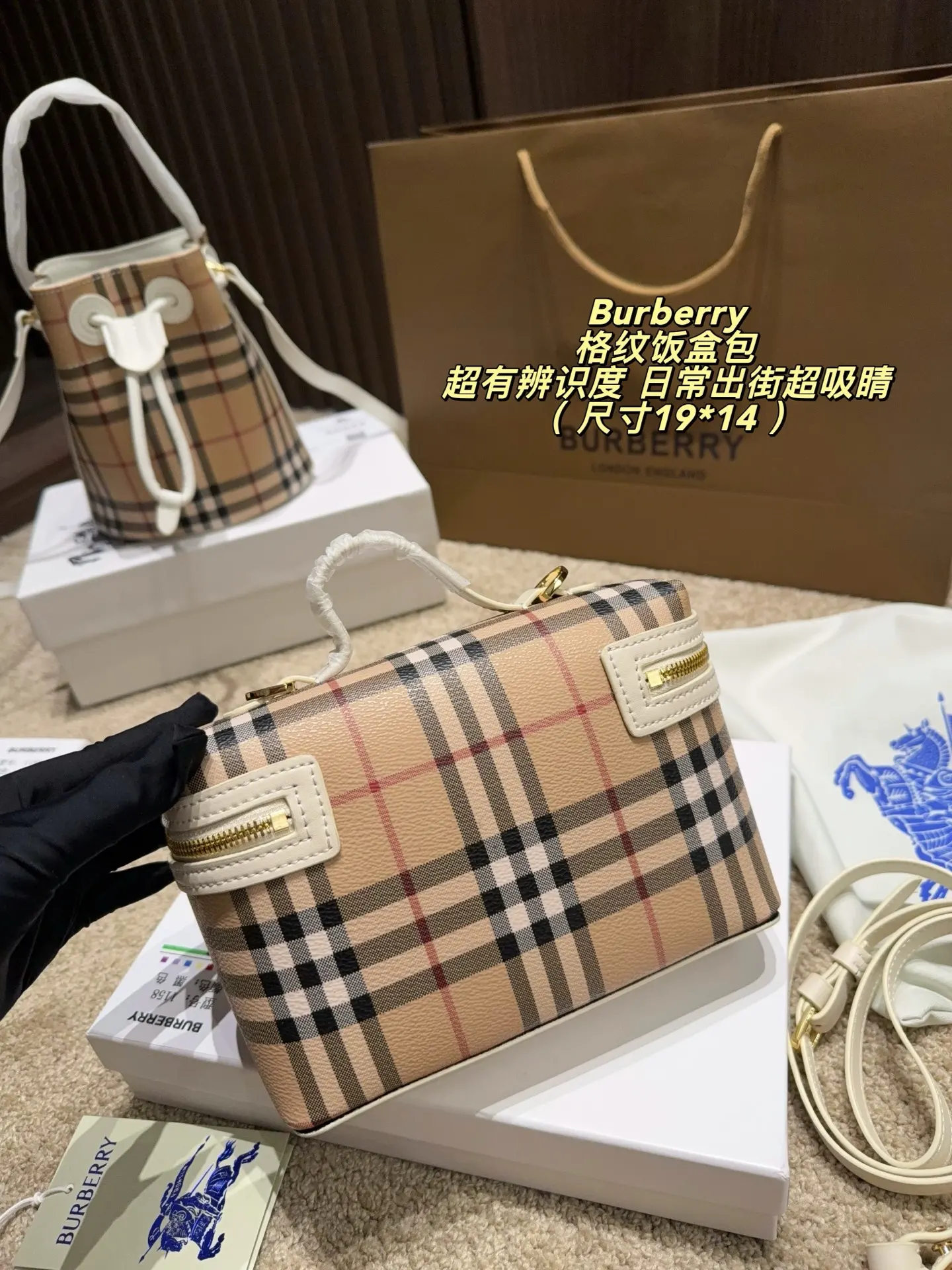 Check Canvas Box Bag D30018488 — view 7