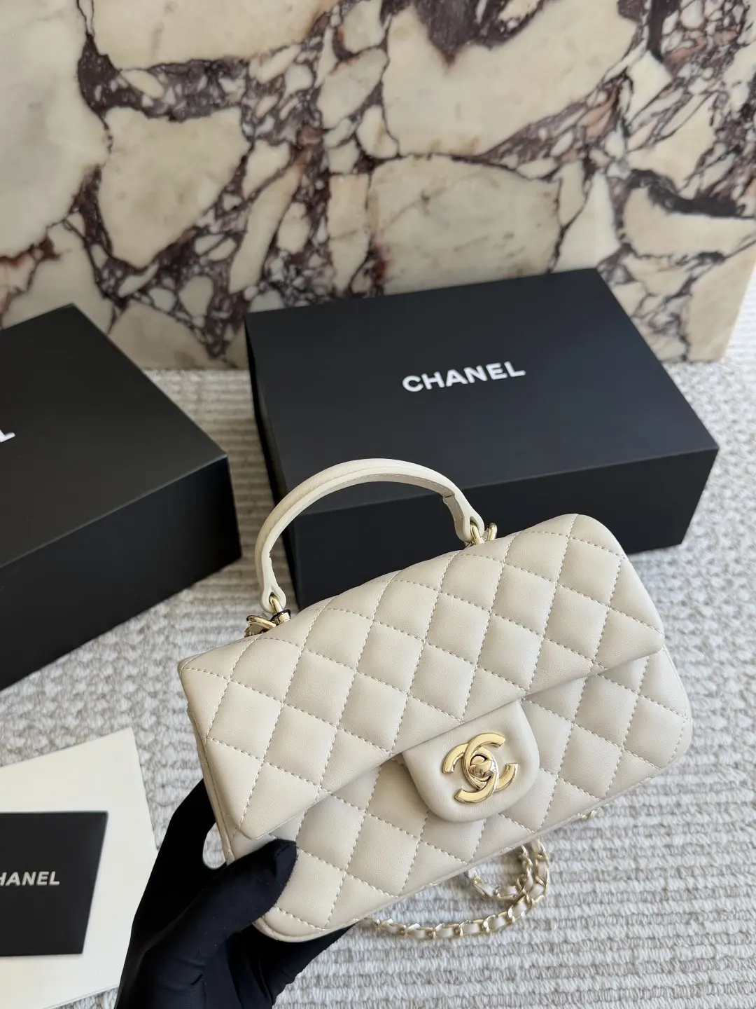 CF Handle Mini Quilted Top-Handle Bag D30017906 — view 10