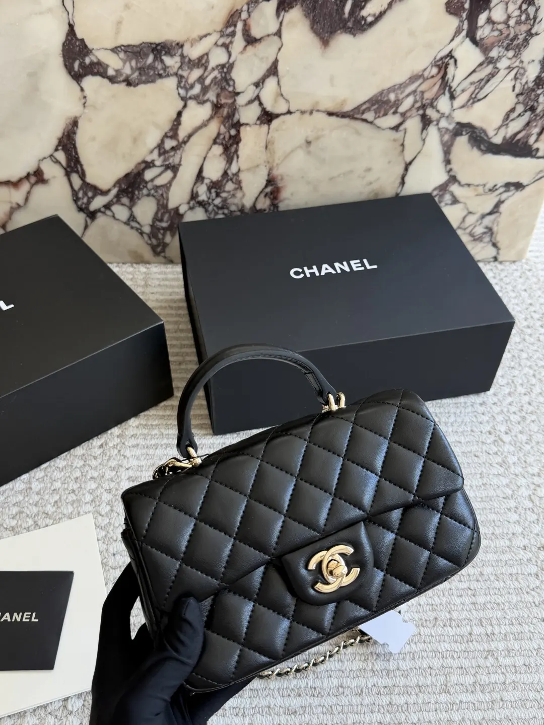 CF Handle Mini Quilted Top-Handle Bag D30017906