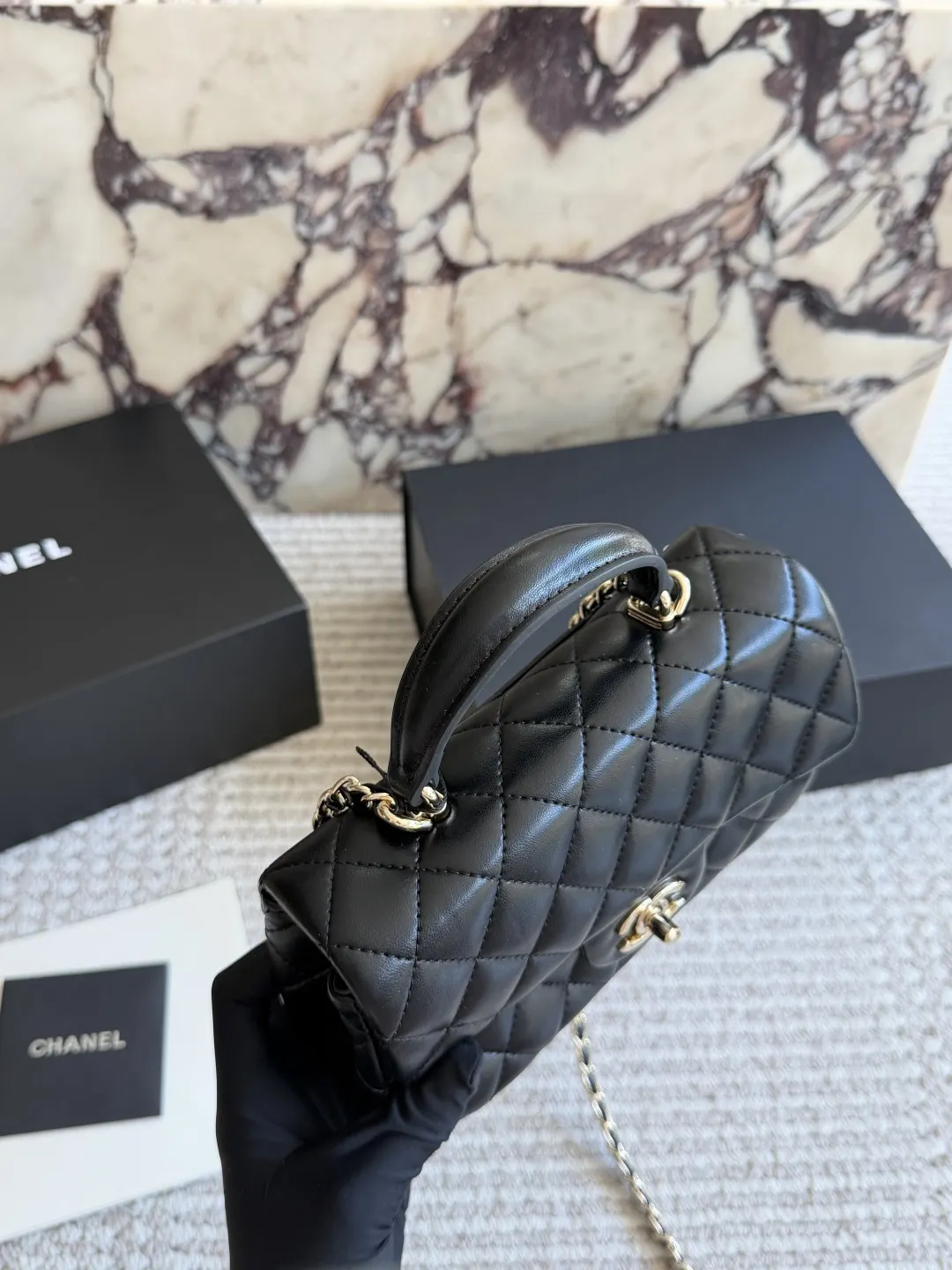 CF Handle Mini Quilted Top-Handle Bag D30017906 — view 5