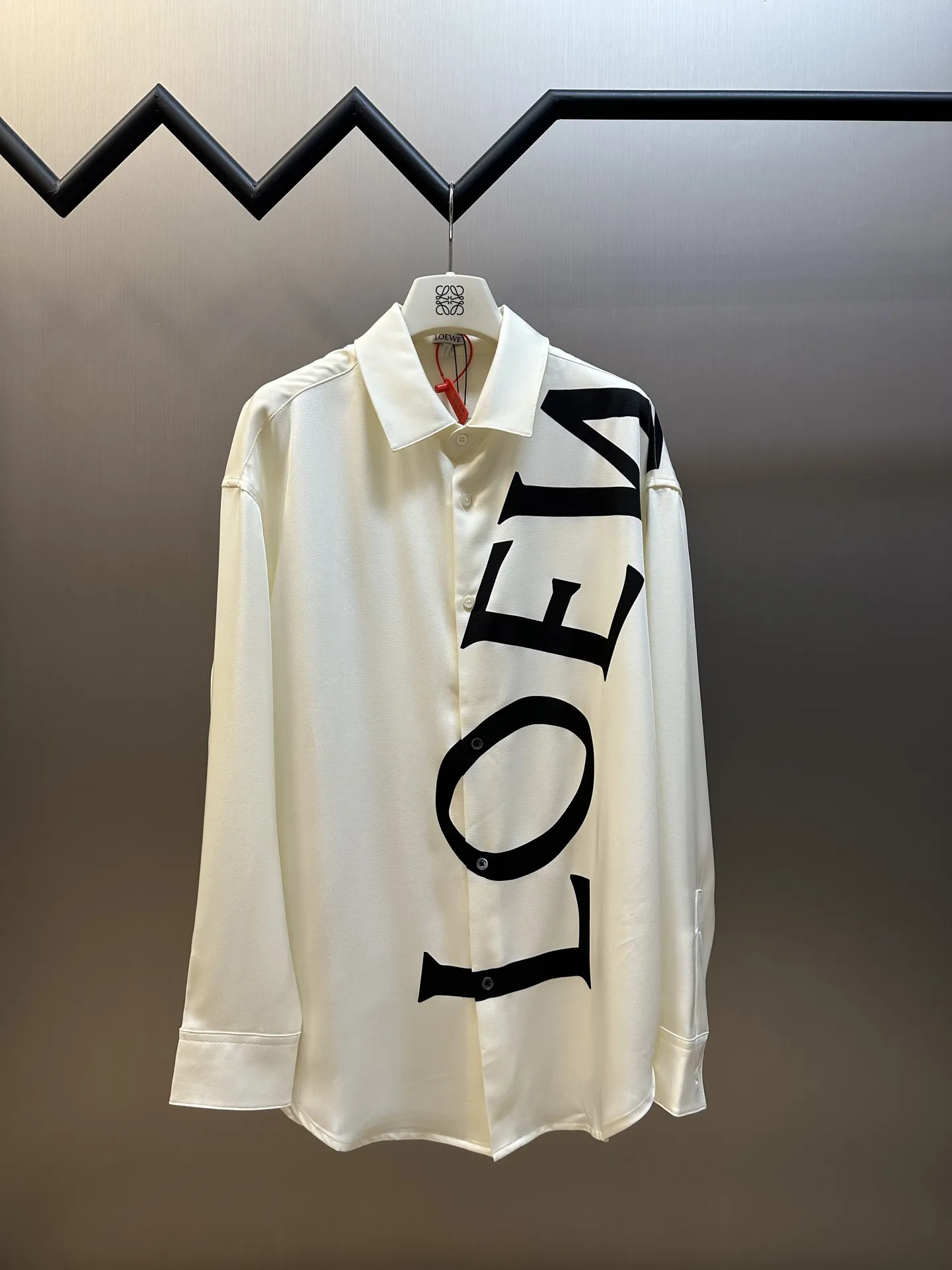 Logo Print Silk Long-Sleeve Shirt D31019160