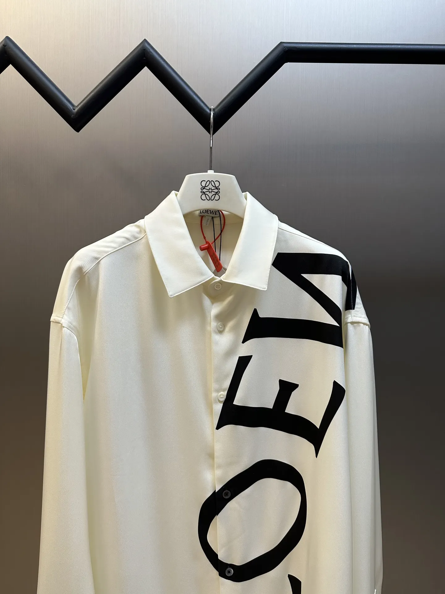 Logo Print Silk Long-Sleeve Shirt D31019160 — view 2