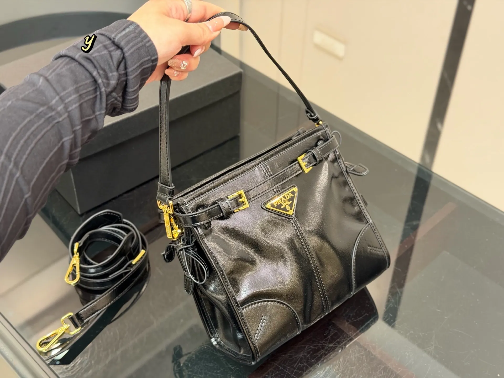 Prada Soft Lux Leather Shoulder Bag D31017911 — view 2