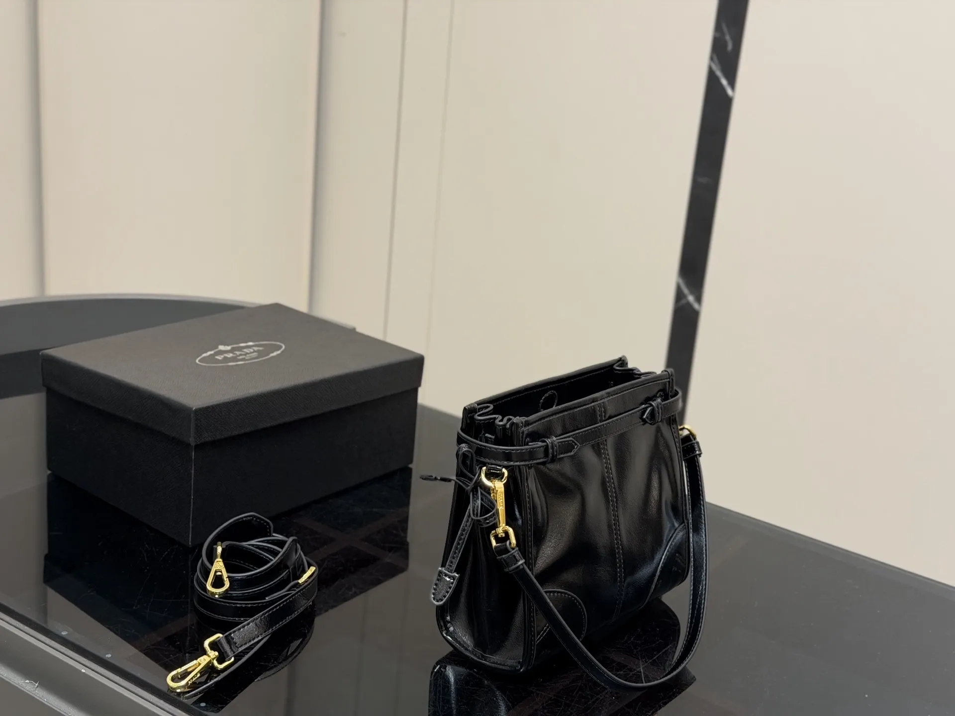 Prada Soft Lux Leather Shoulder Bag D31017911 — view 8