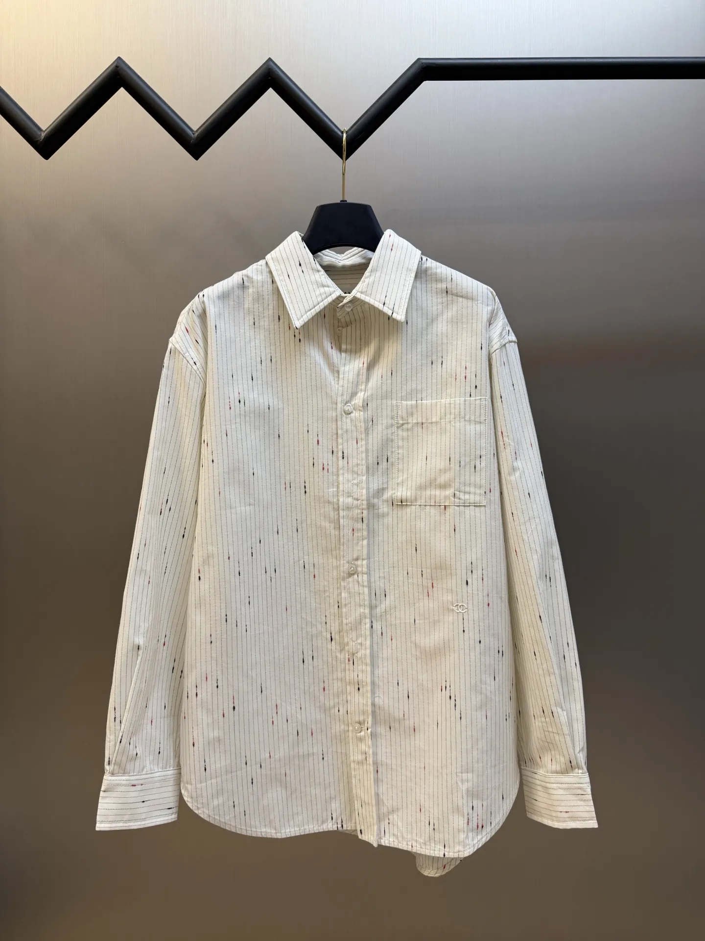 Embroidered Striped Poplin Shirt D31519155