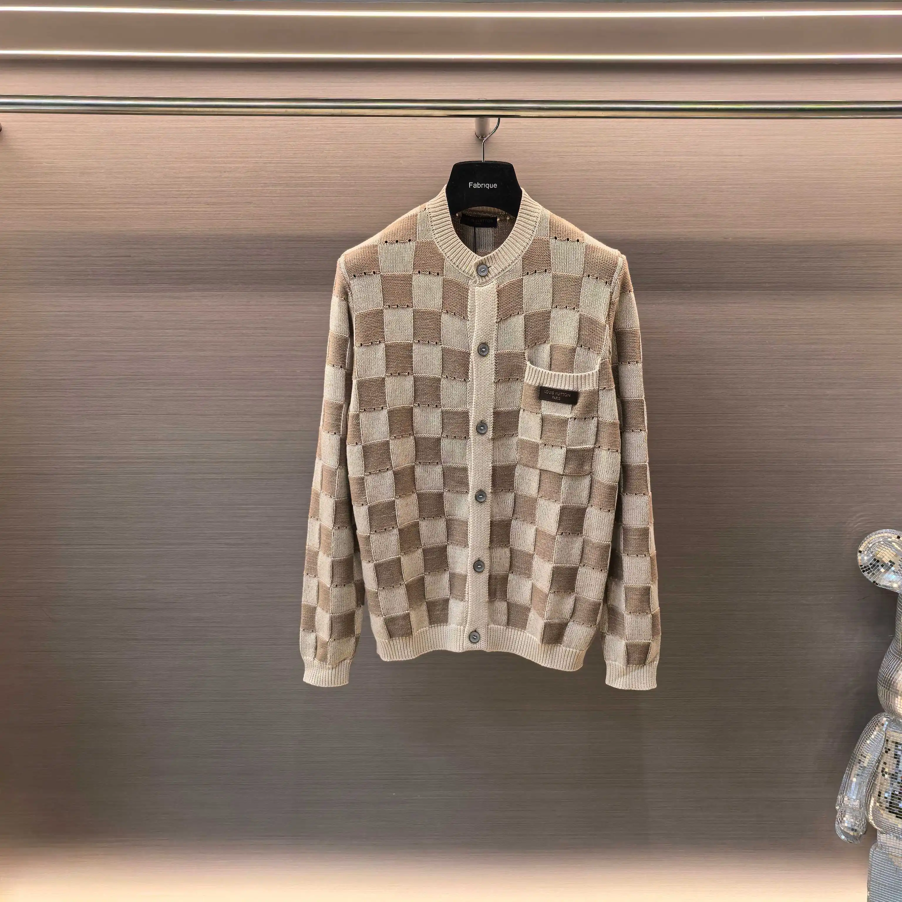 Damier Open-Knit Cotton-Blend Cardigan D31522420