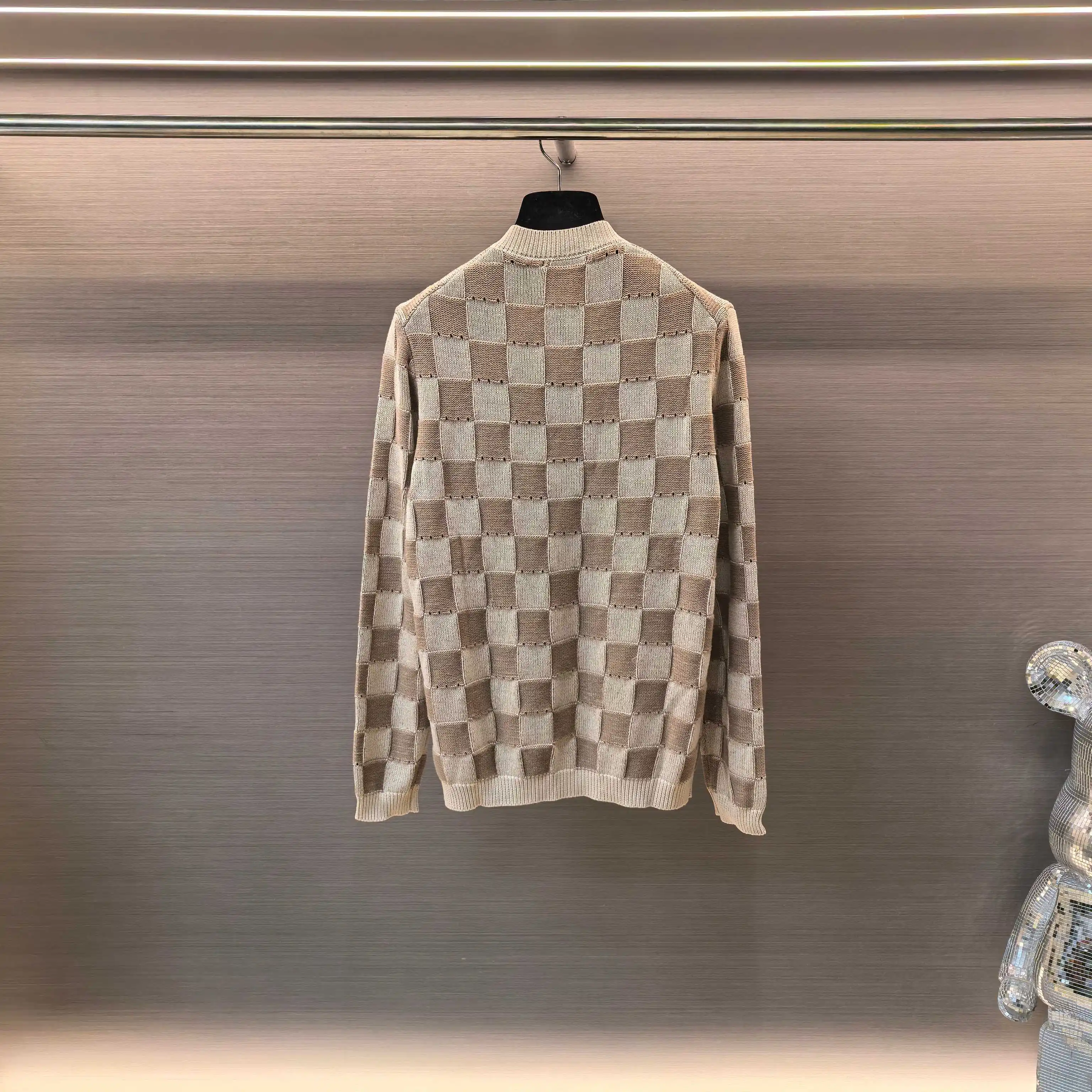 Damier Open-Knit Cotton-Blend Cardigan D31522420 — view 2