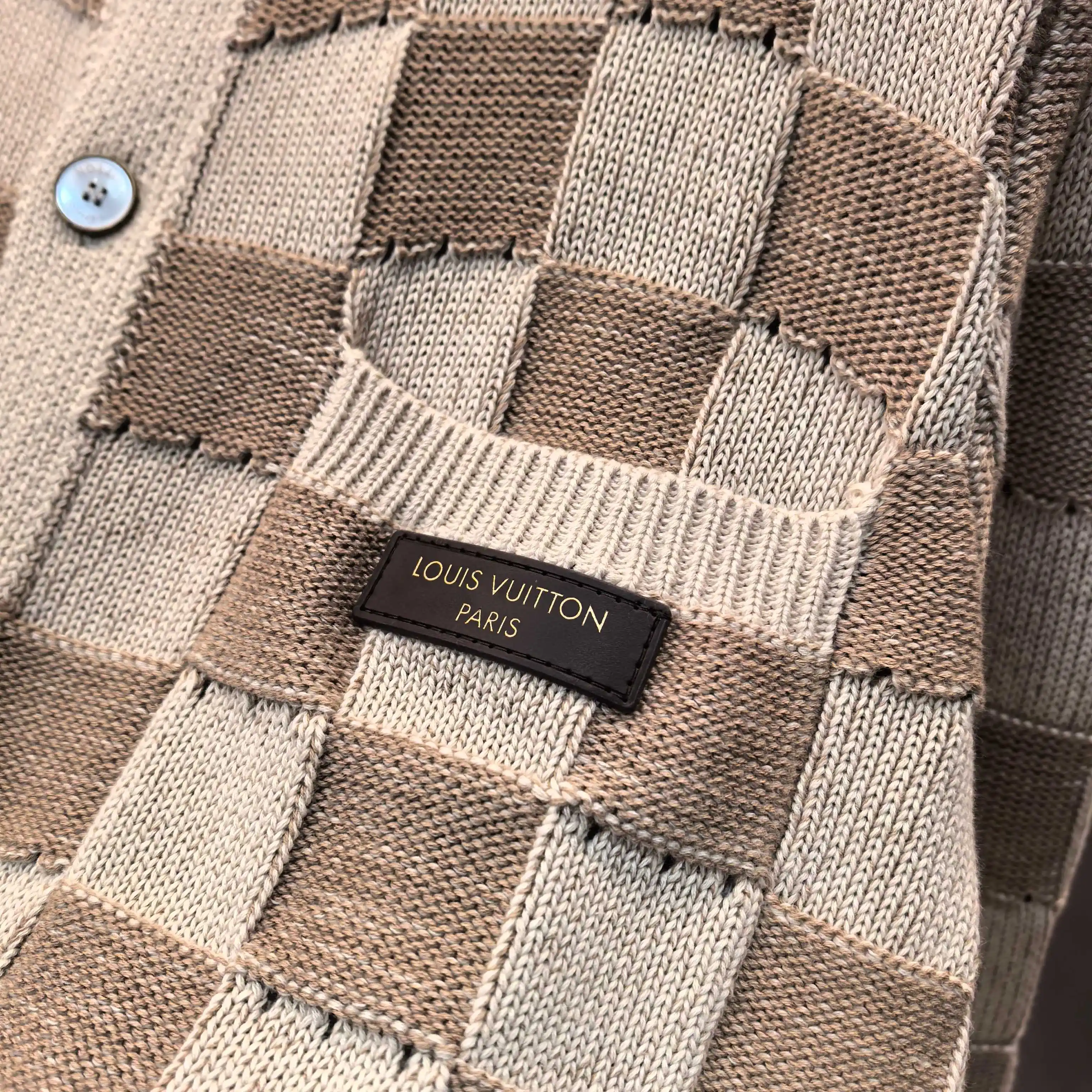 Damier Open-Knit Cotton-Blend Cardigan D31522420 — view 4