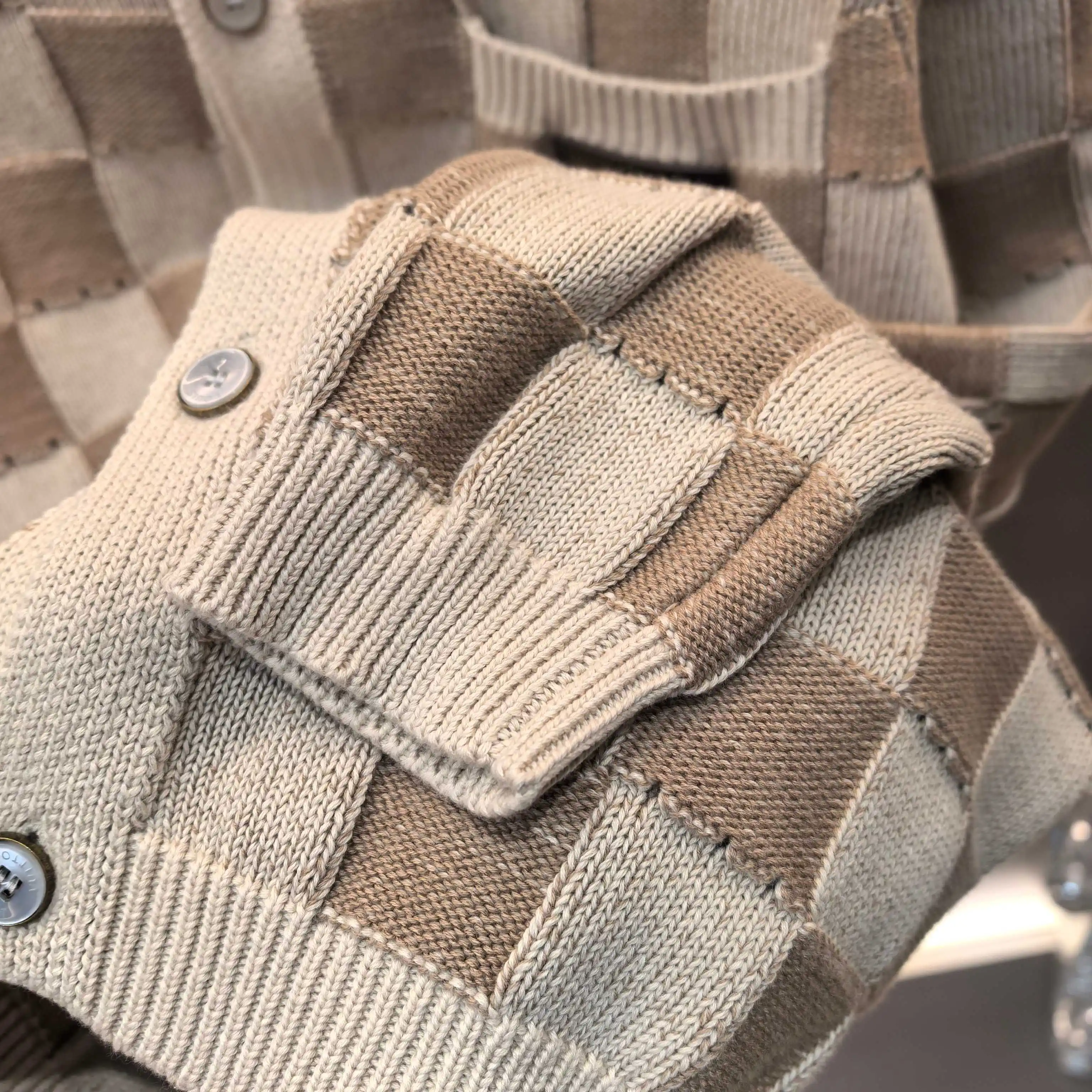 Damier Open-Knit Cotton-Blend Cardigan D31522420 — view 7
