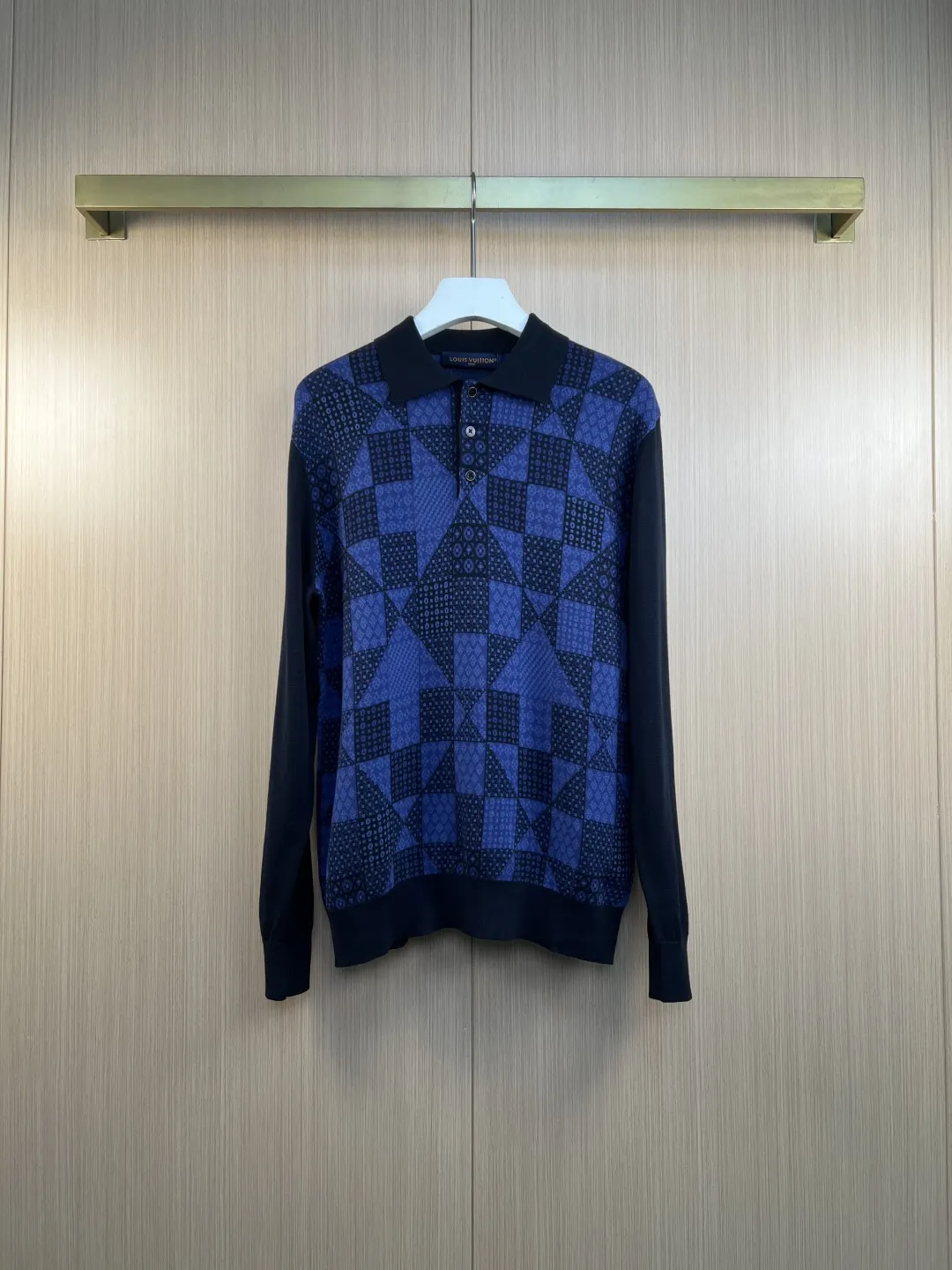 Geometric Jacquard Knit Polo Sweater D32519236