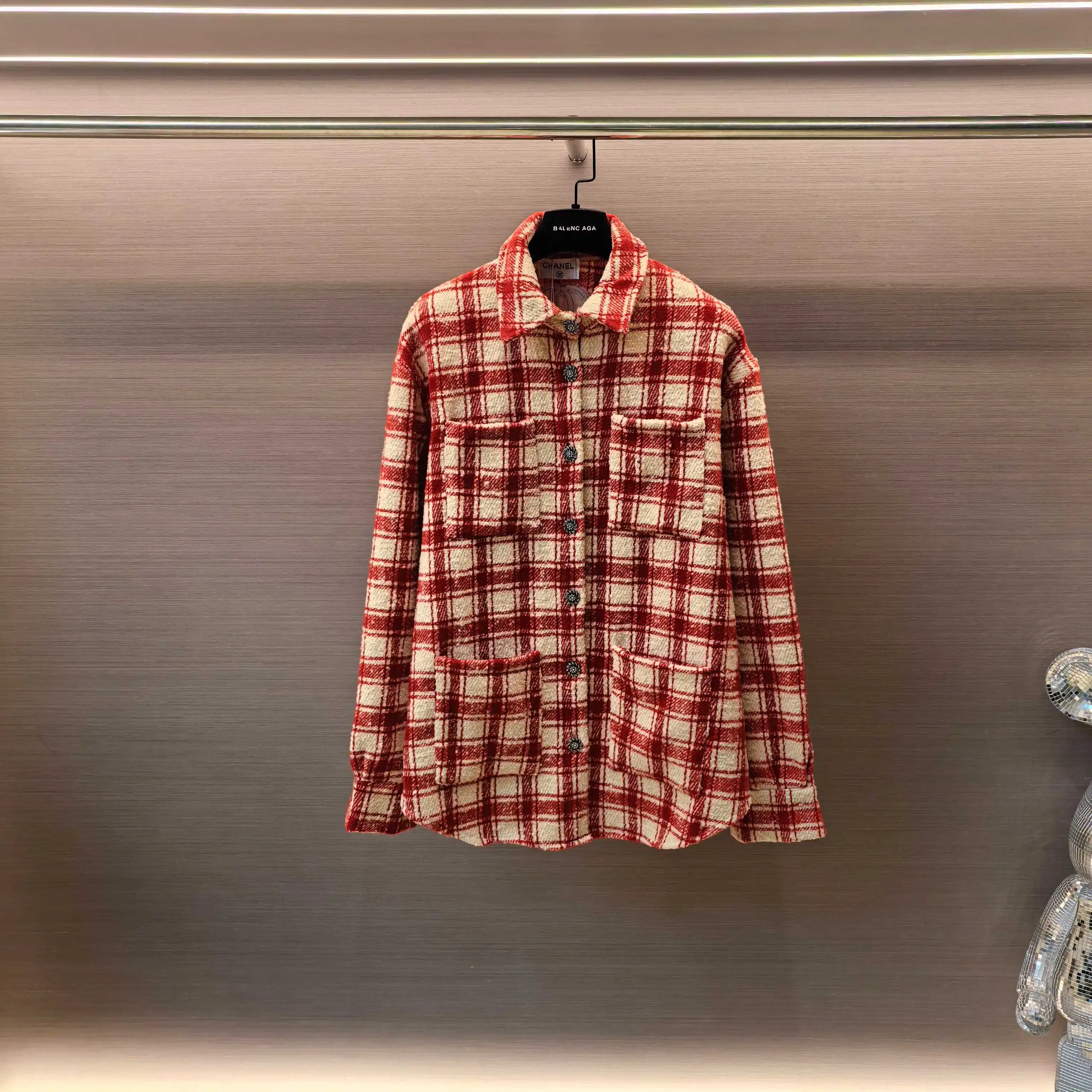 Plaid Tweed Overshirt Jacket D32522455