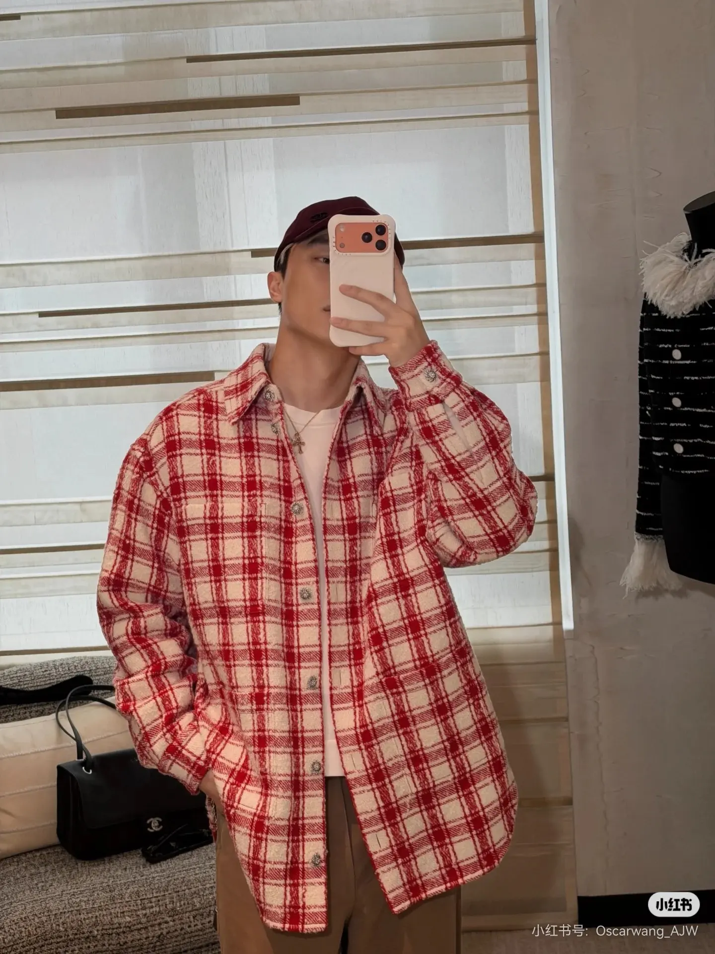 Checked Tweed Overshirt Jacket D32522456
