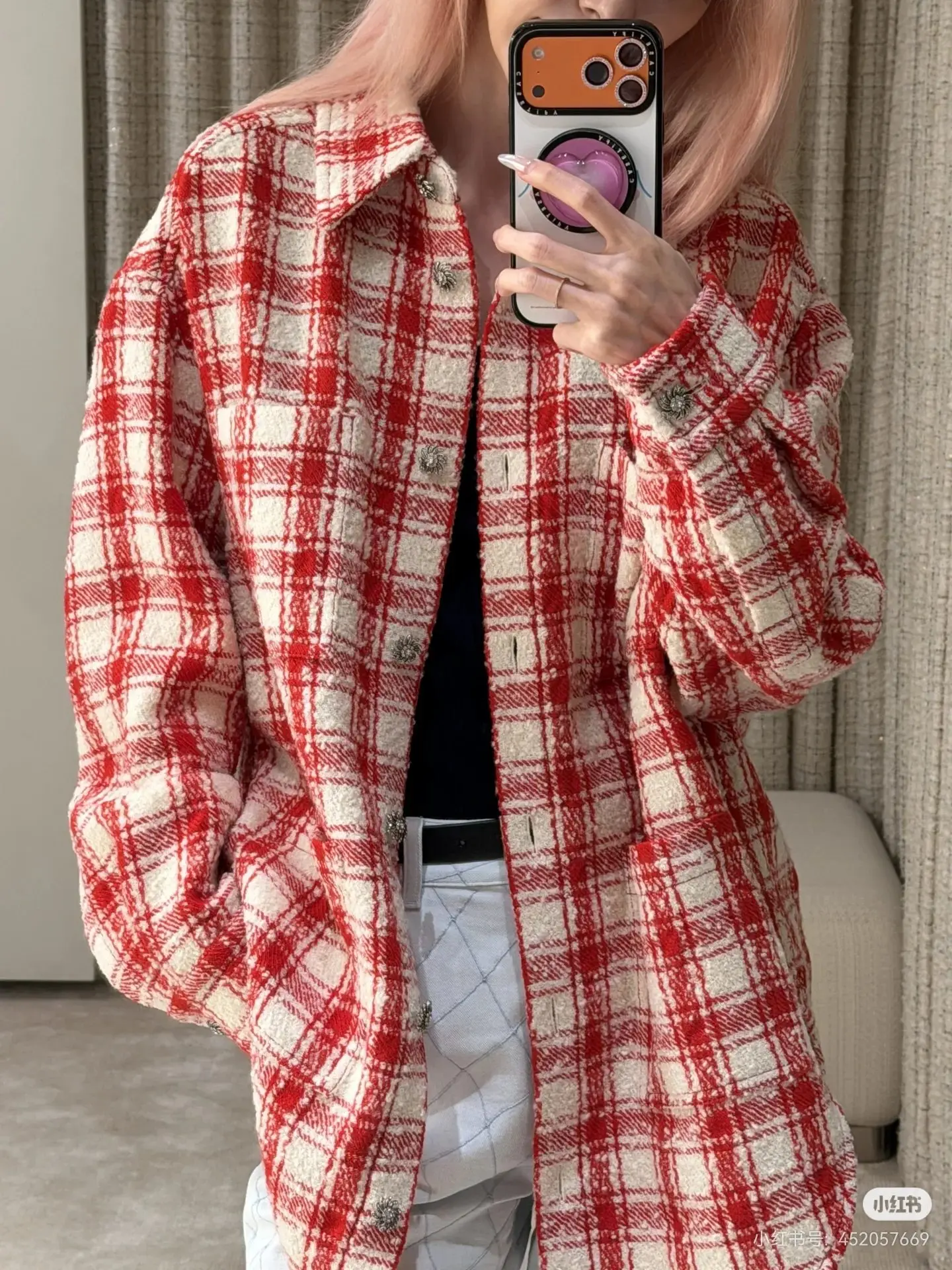 Checked Tweed Overshirt Jacket D32522456 — view 5